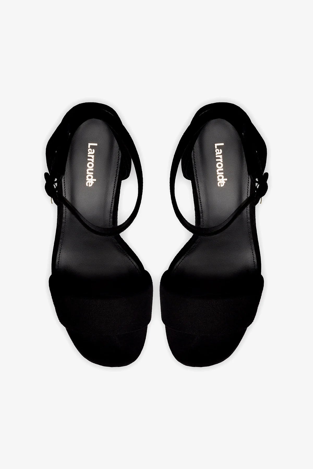 Larroude Dolly Sandal In Black Suede