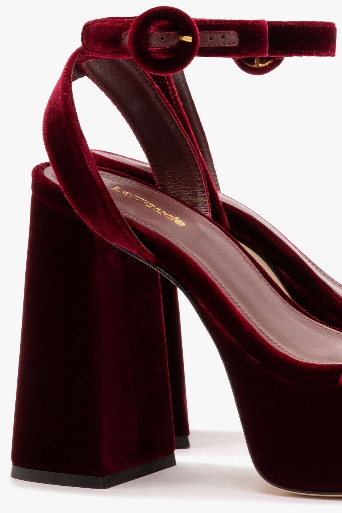 Larroude Dolly Sandal In Wine Velvet