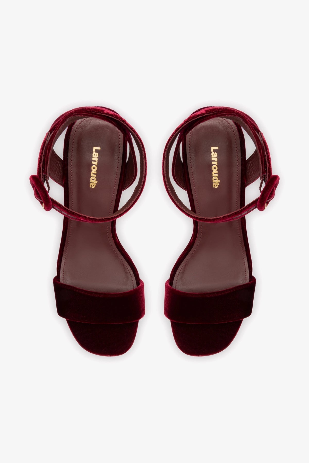 Larroude Dolly Sandal In Wine Velvet