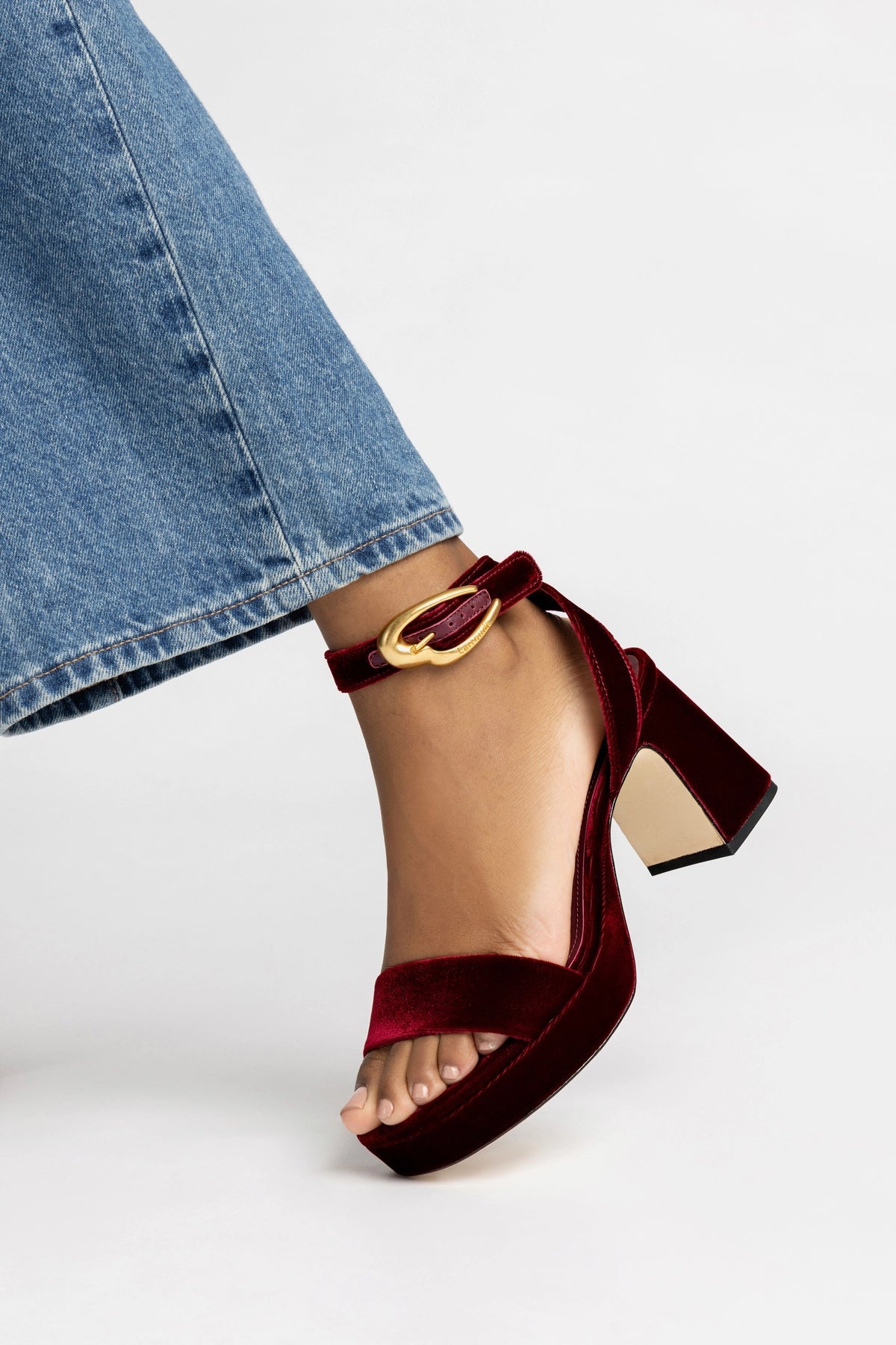 Larroude Dolly Verona Low Sandal Wine Velvet