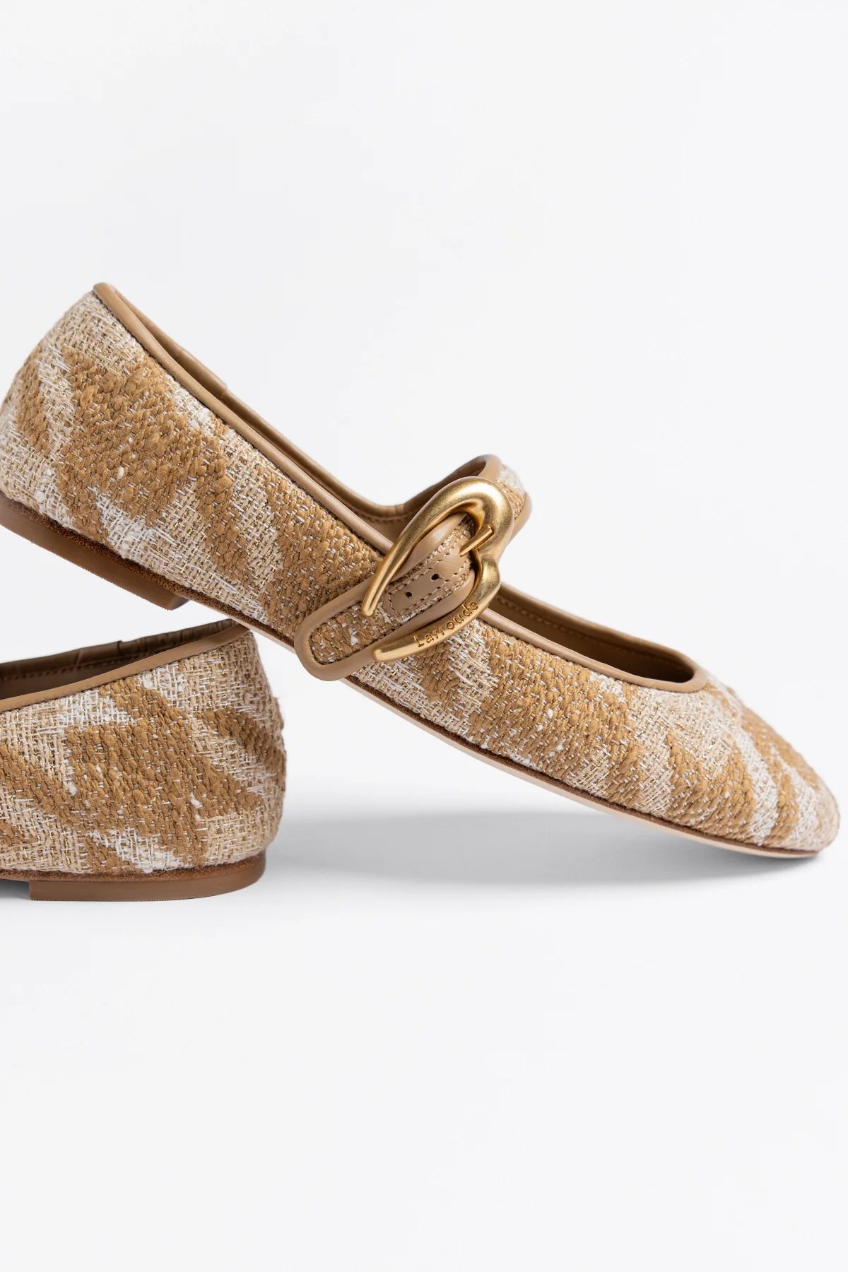 Larroude Verona Ballet Flat Latte Printed Fabric