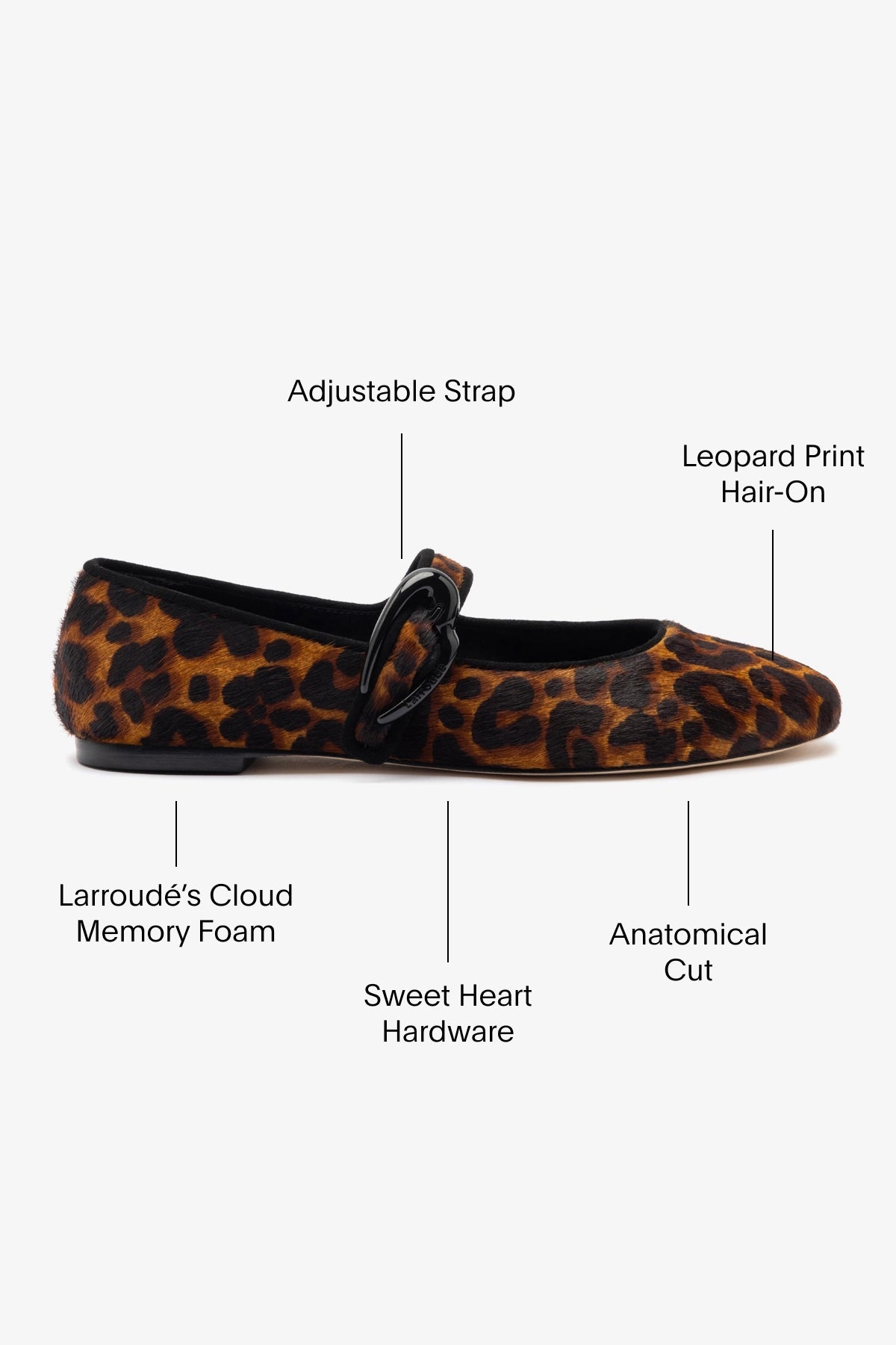 Larroude Verona Ballet Flat In Leopard Print Calf Hair