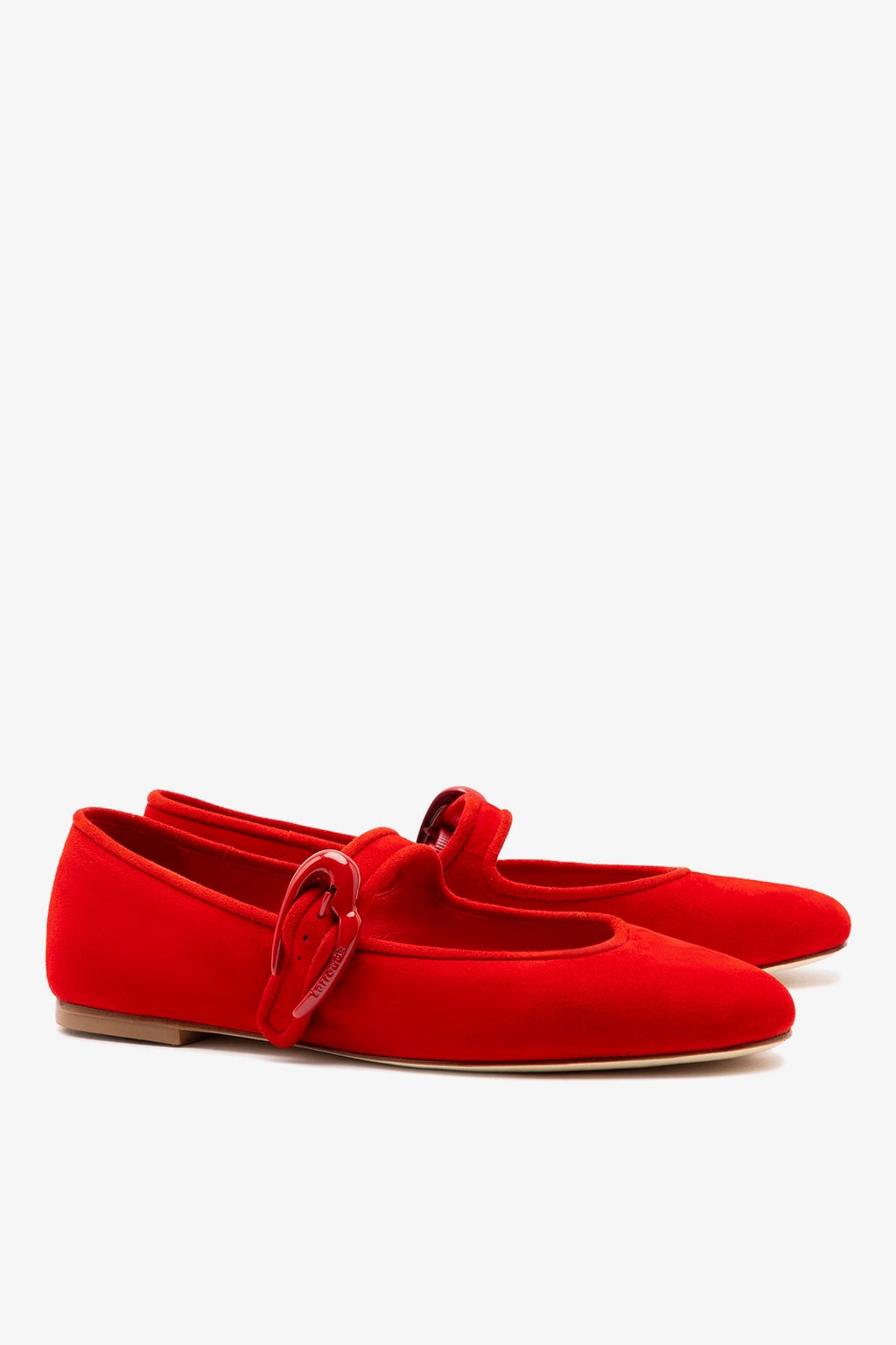 Larroude Verona Ballet Flat In Scarlet Suede