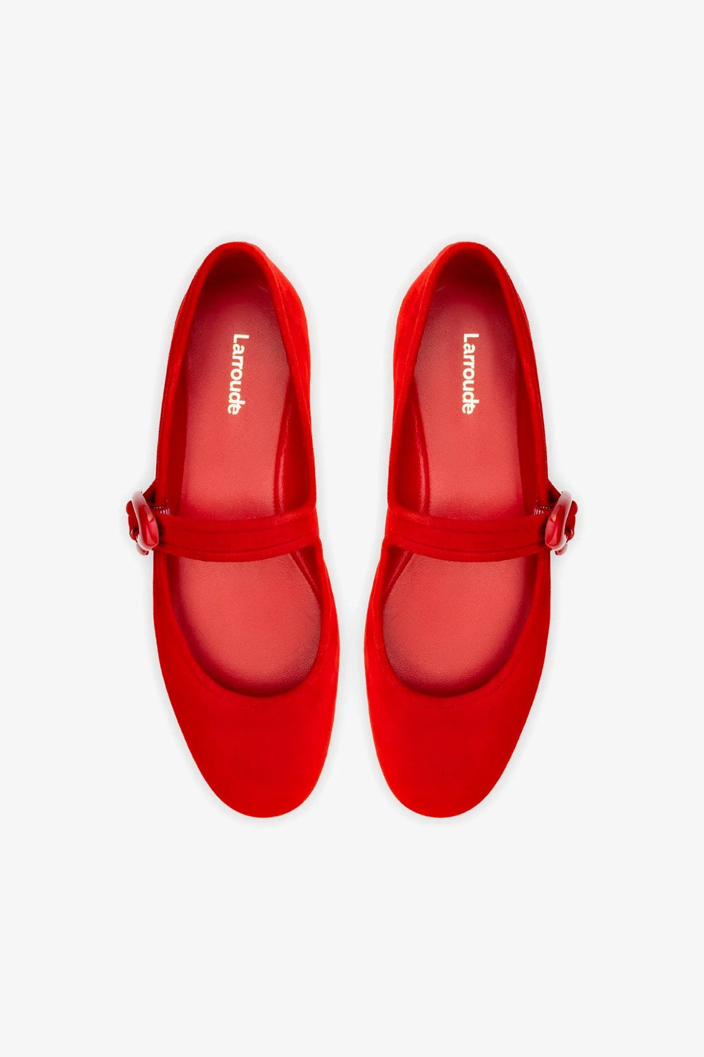 Larroude Verona Ballet Flat In Scarlet Suede