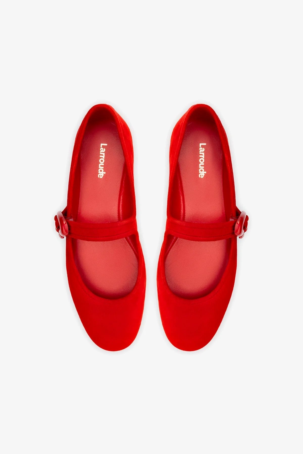 Larroude Verona Ballet Flat In Scarlet Suede