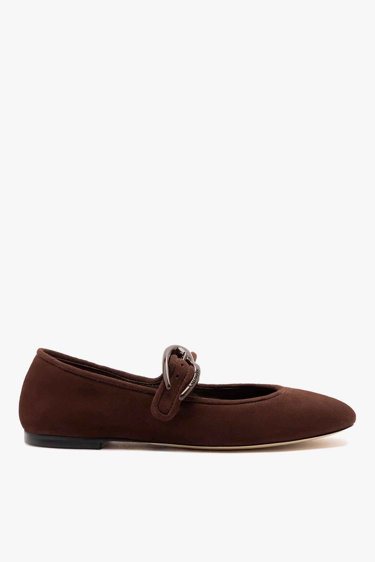 Larroude Verona Ballet Flat In Brown Suede