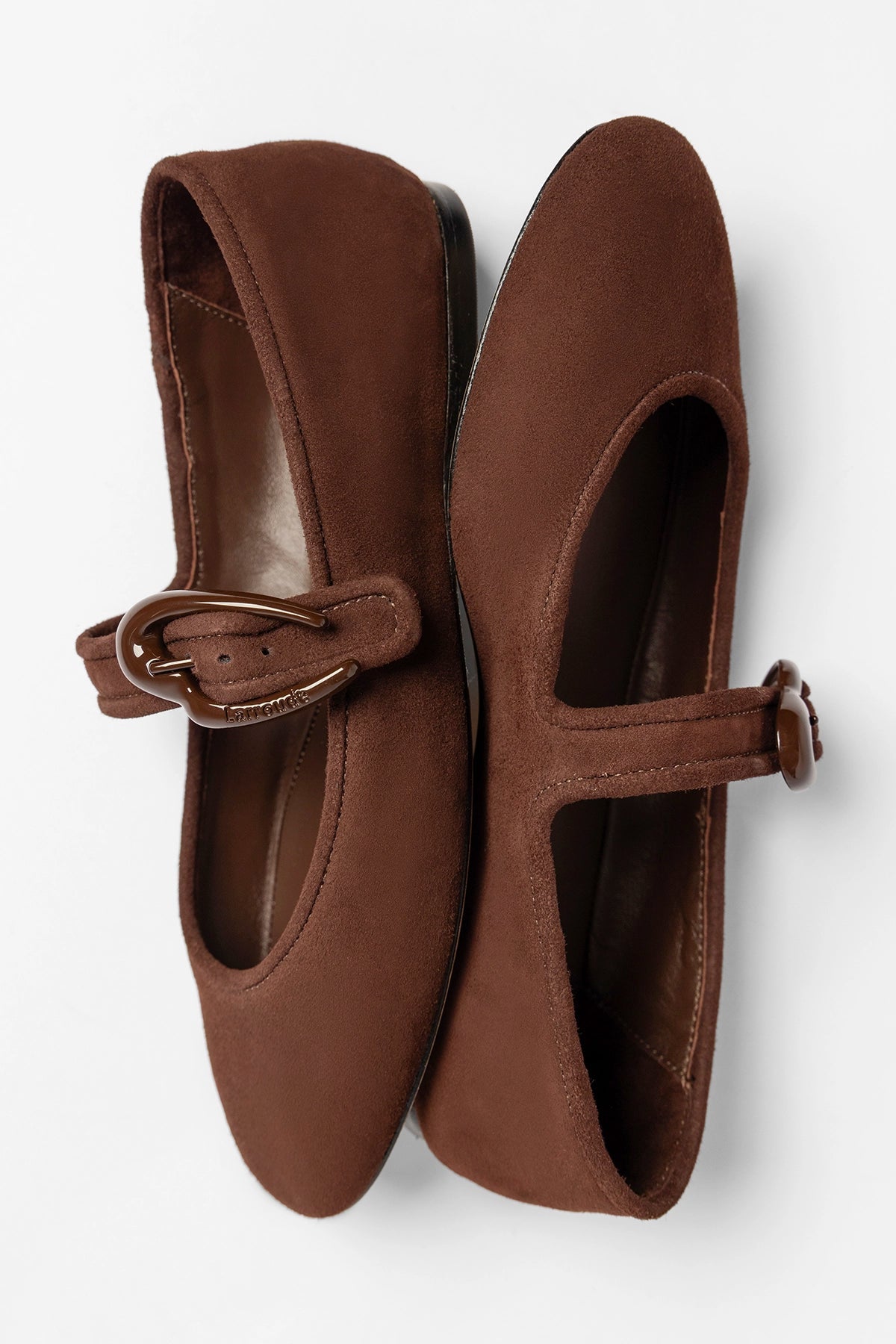 Larroude Verona Ballet Flat In Brown Suede