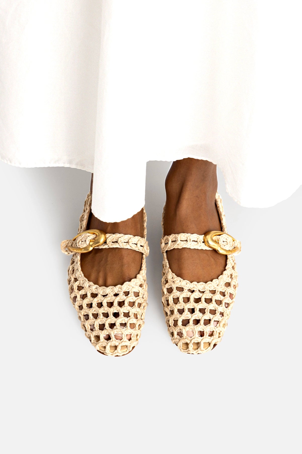 Larroude Verona Macrame In Beige Embroidered Raffia