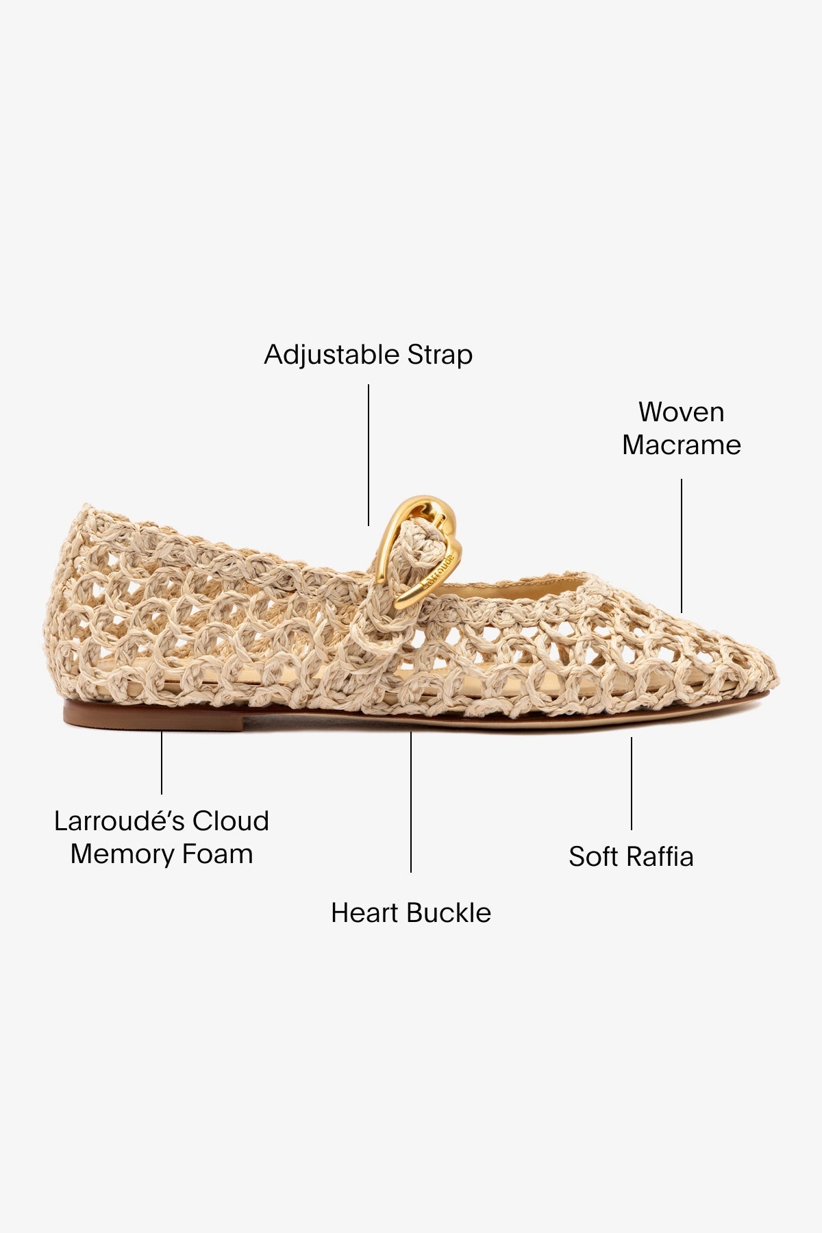 Larroude Verona Macrame In Beige Embroidered Raffia