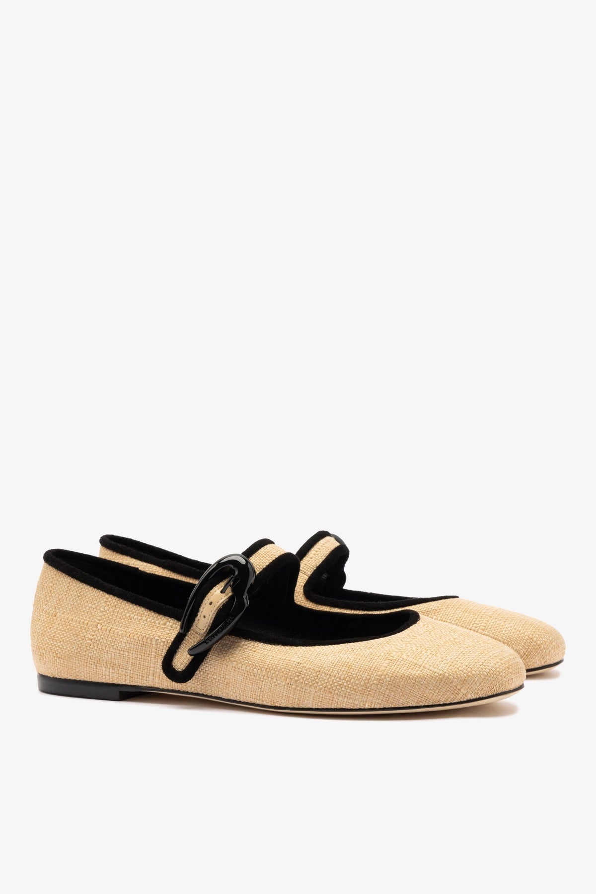 Larroude Verona Ballet Flat Beige Raffia