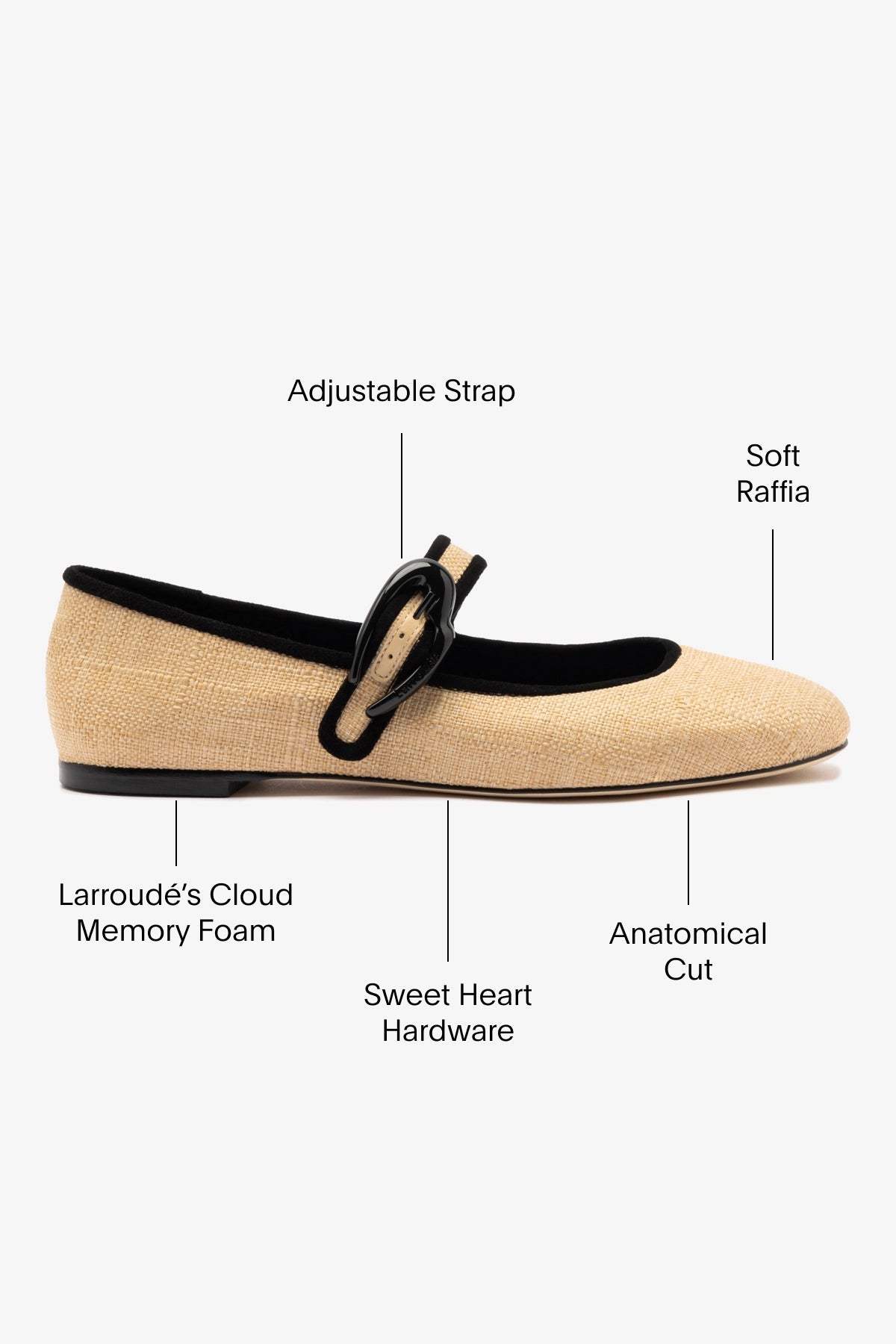 Larroude Verona Ballet Flat Beige Raffia