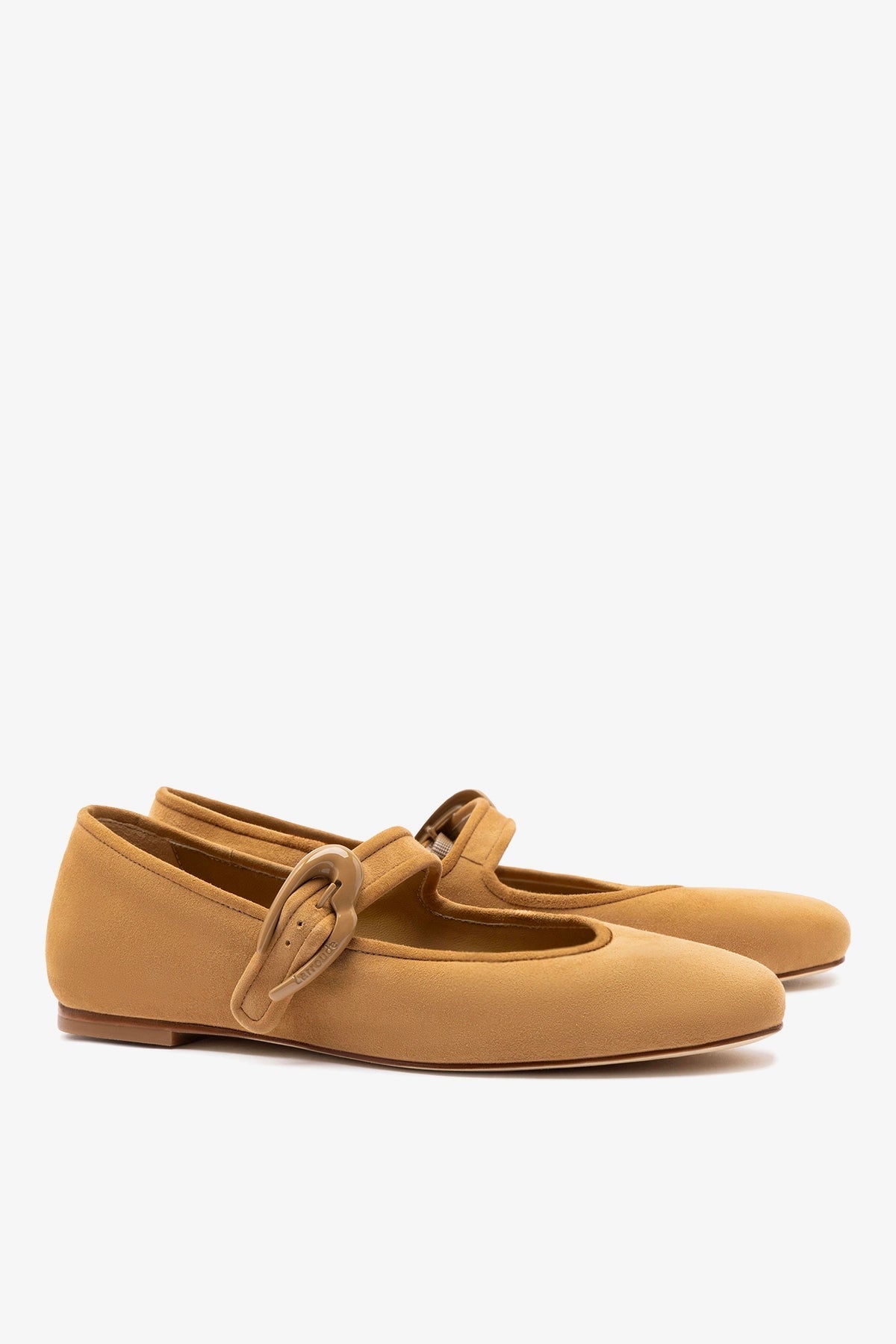 Larroude Verona Ballet Flat In Peanut Suede