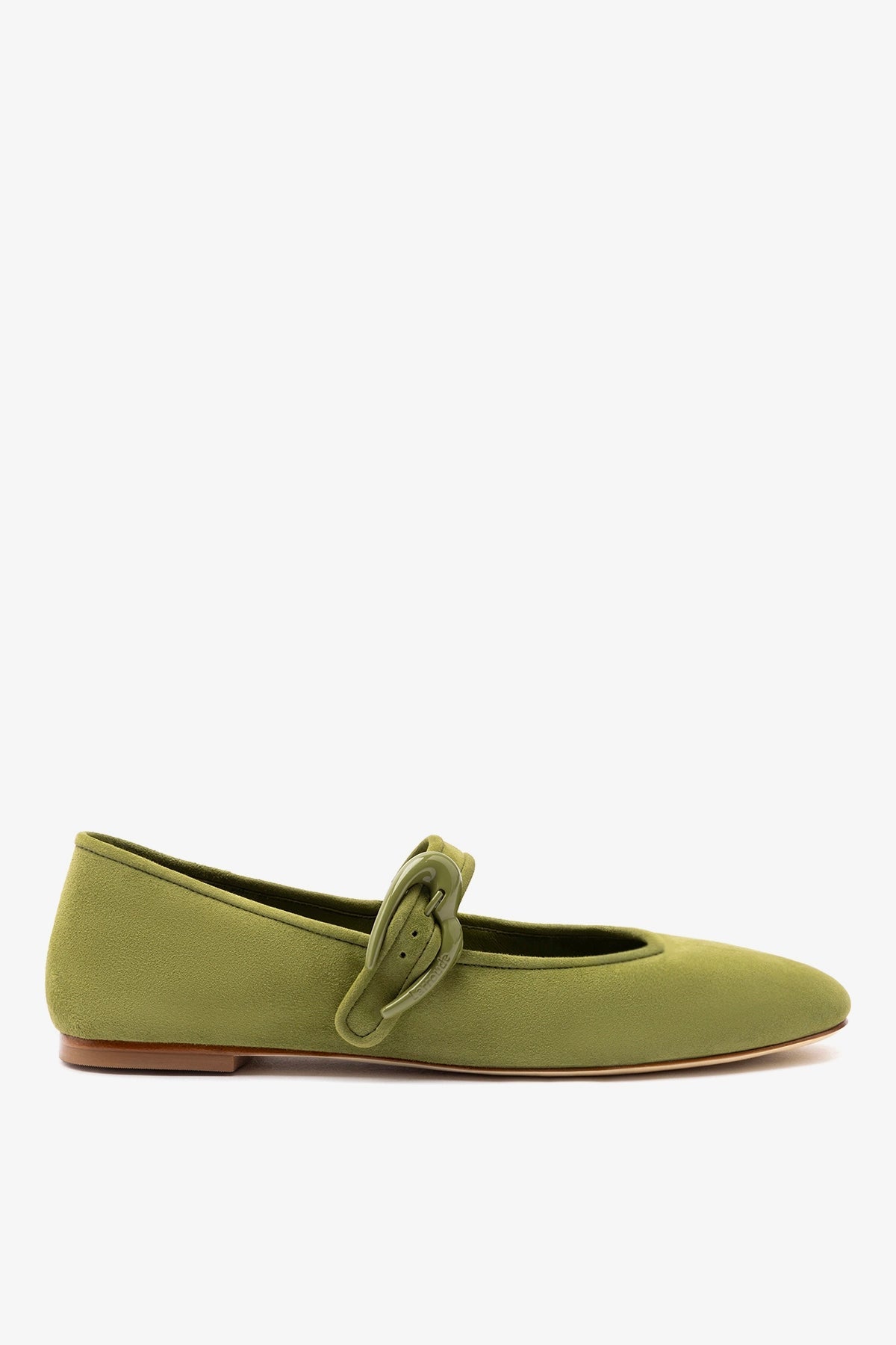 Larroude Verona Ballet Flat In Seaweed Suede
