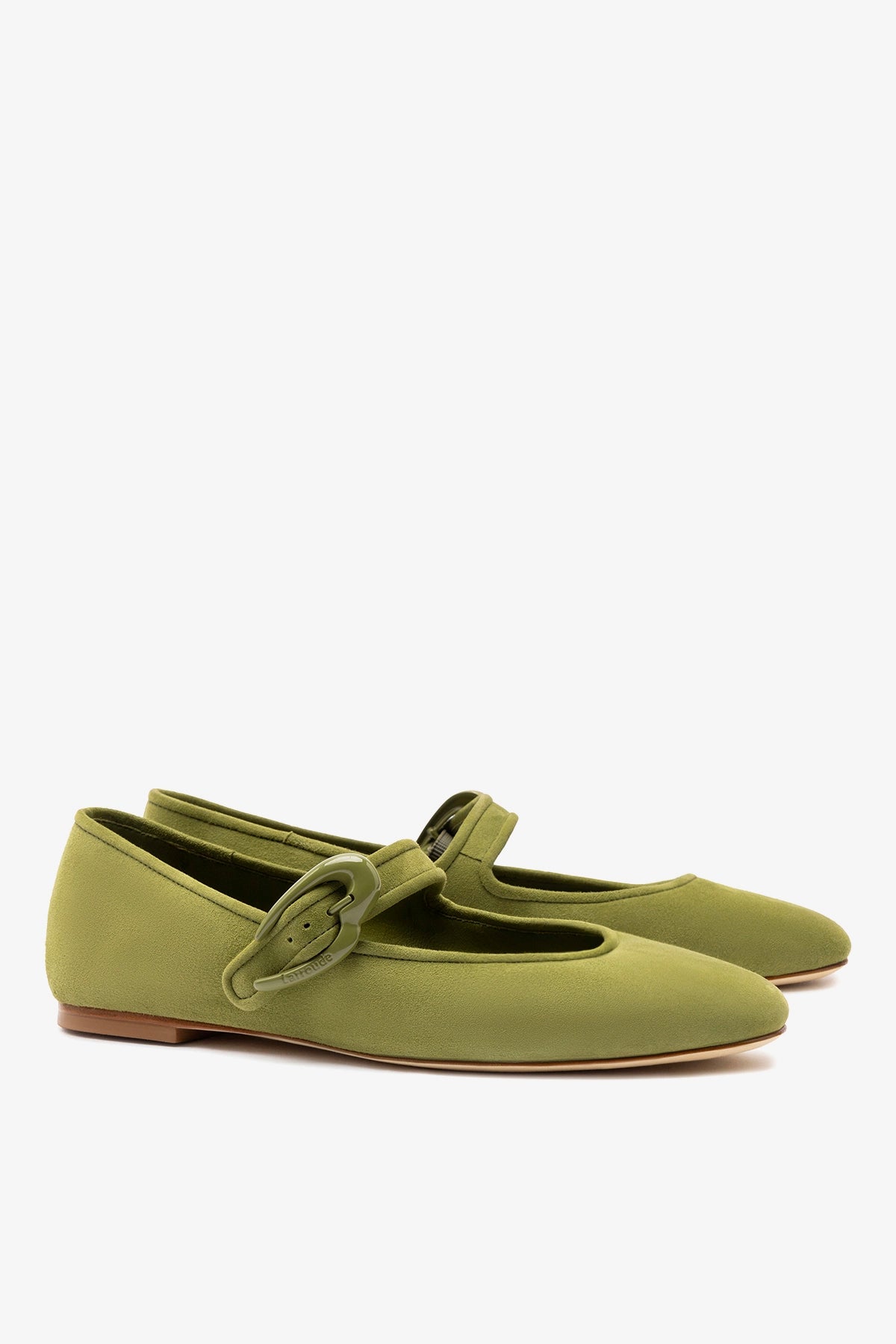 Larroude Verona Ballet Flat In Seaweed Suede