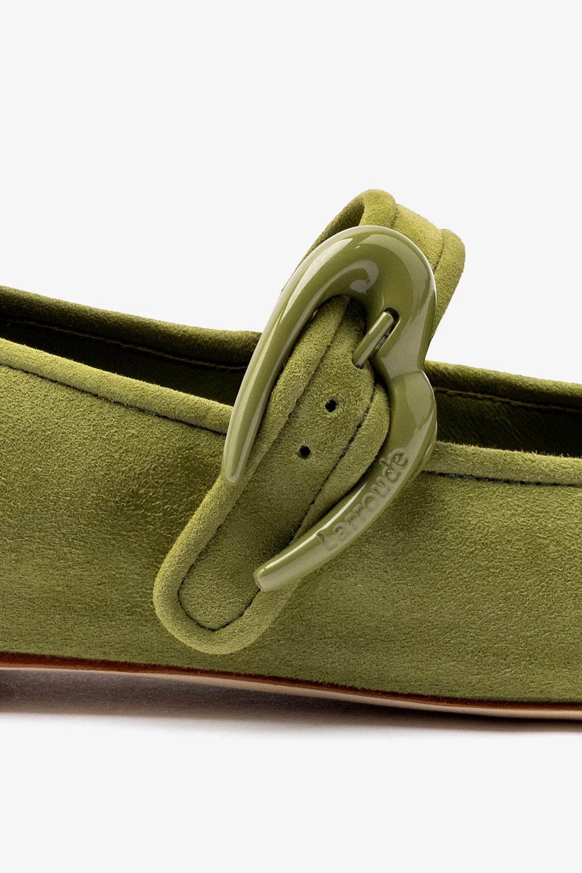 Larroude Verona Ballet Flat In Seaweed Suede