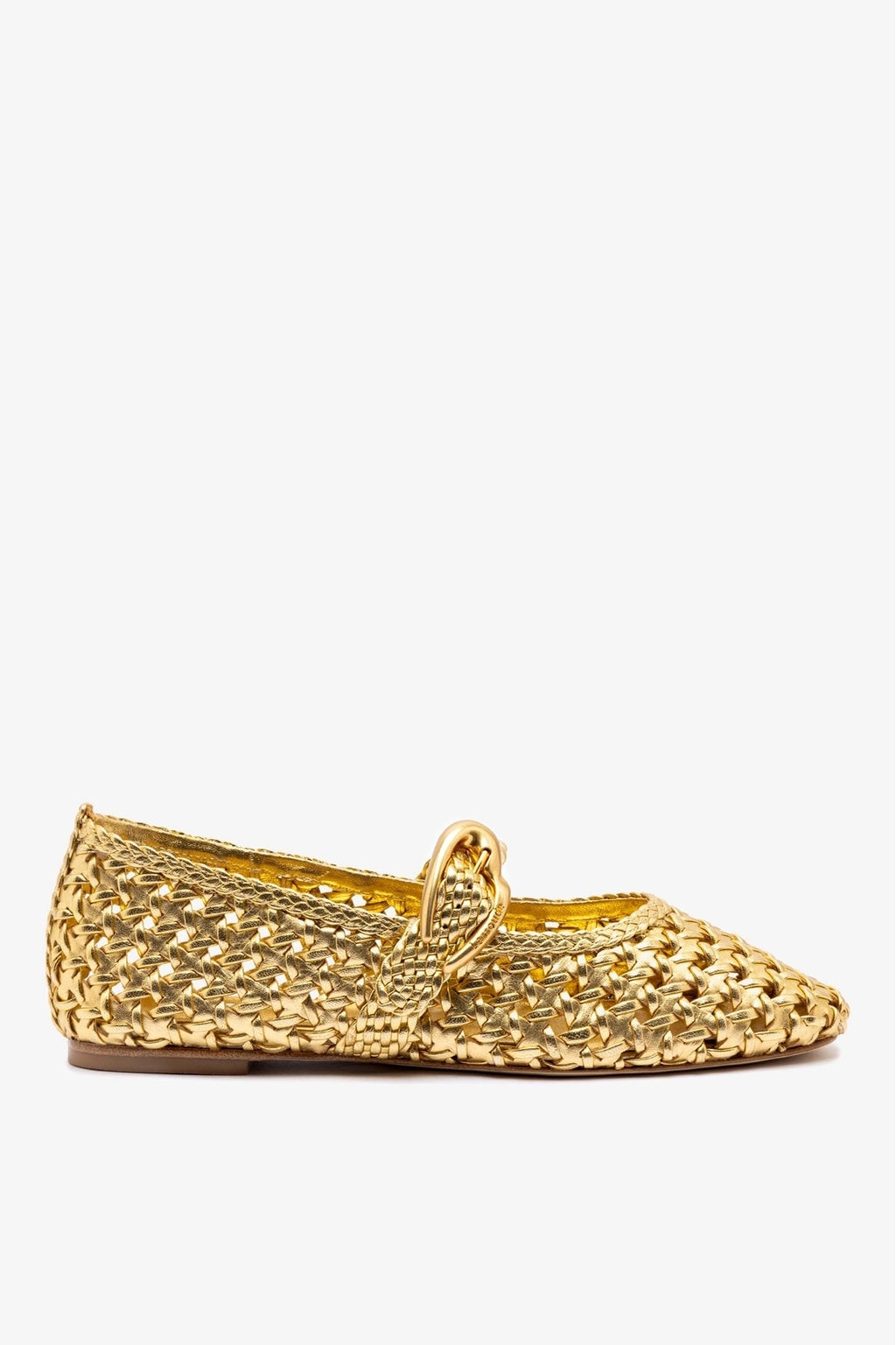 Larroude Verona New Macrame In Gold Metallic Leather