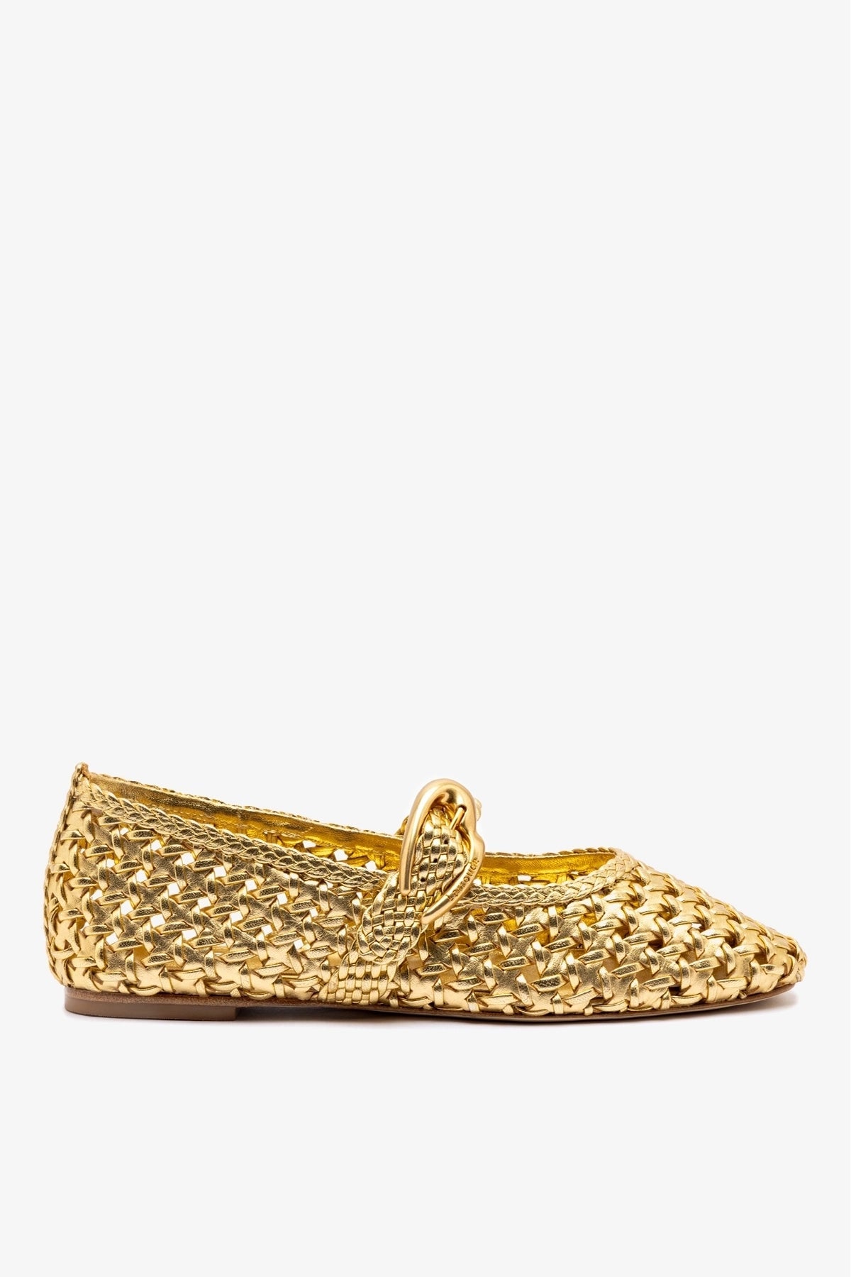 Larroude Verona New Macrame In Gold Metallic Leather