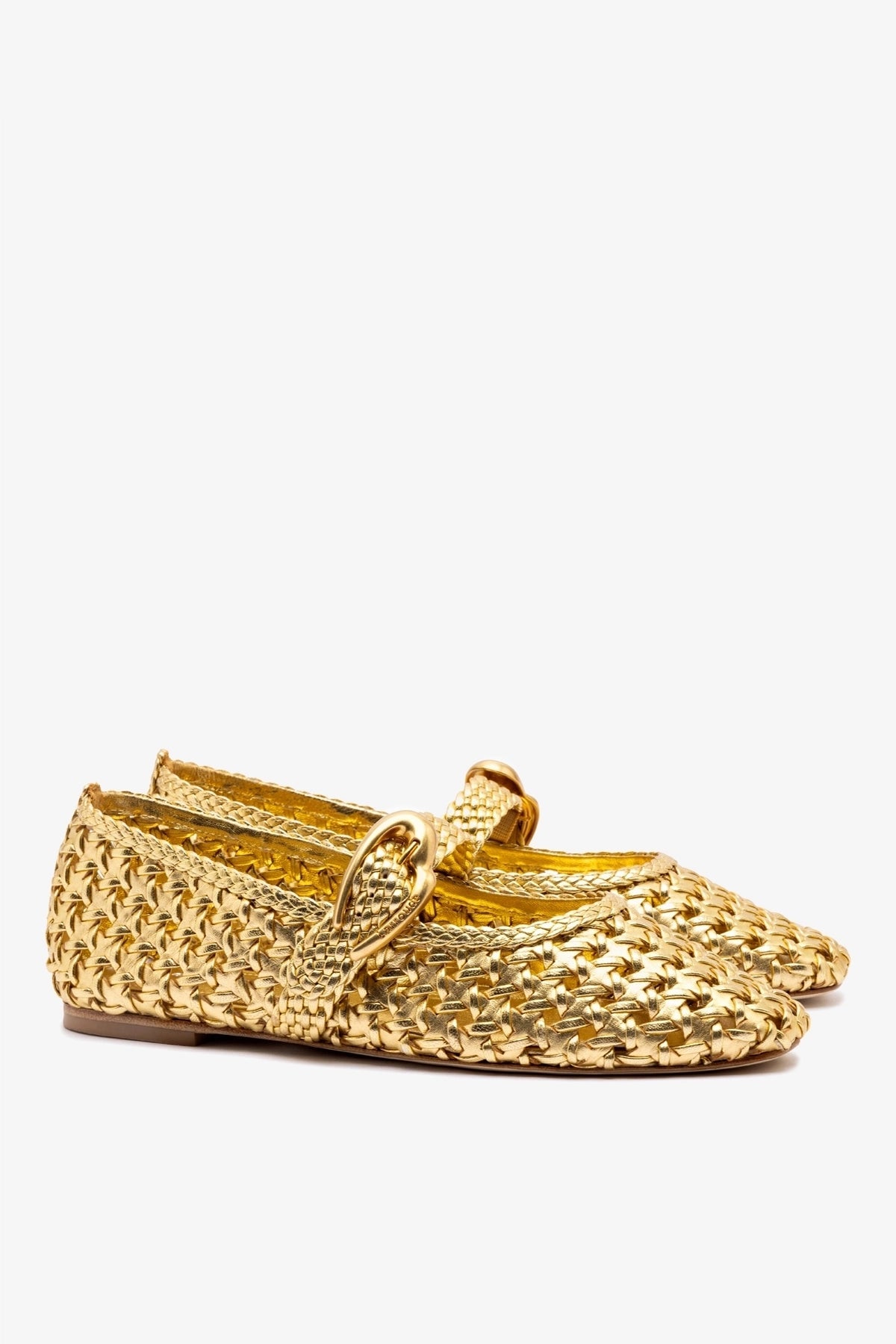 Larroude Verona New Macrame In Gold Metallic Leather