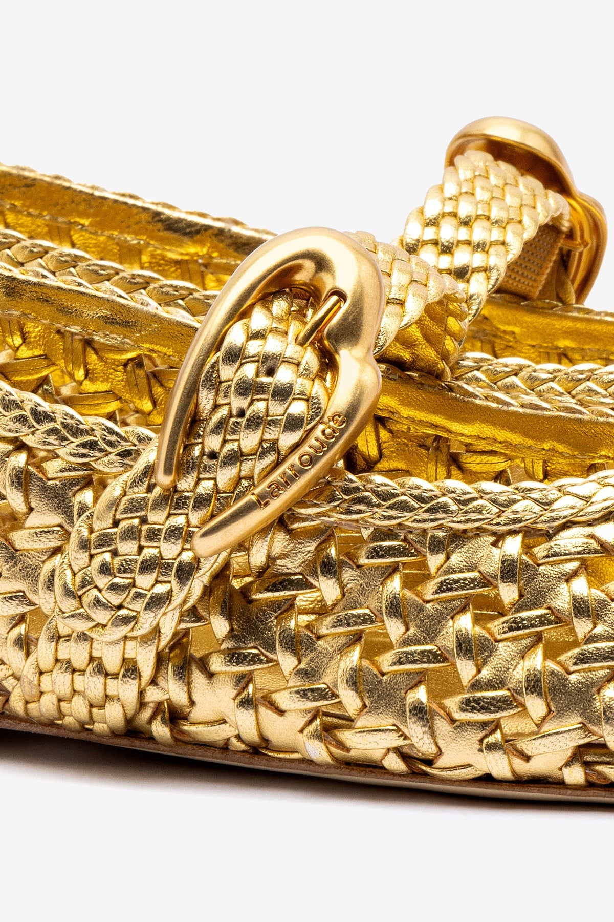 Larroude Verona New Macrame In Gold Metallic Leather