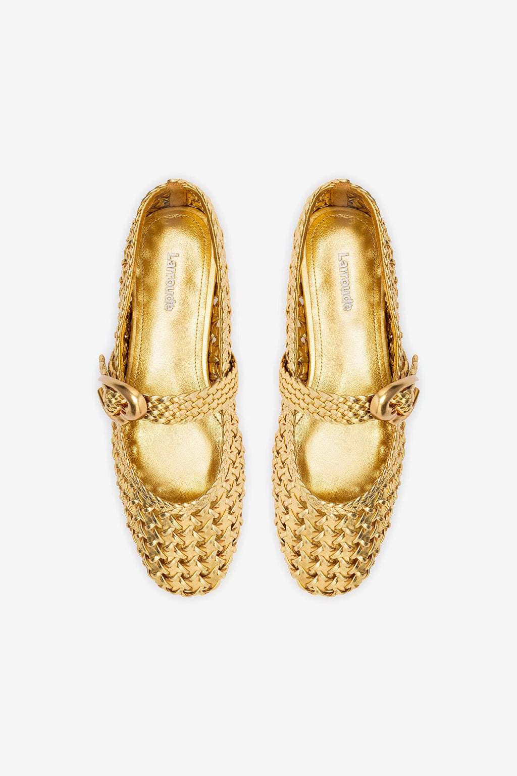 Larroude Verona New Macrame In Gold Metallic Leather