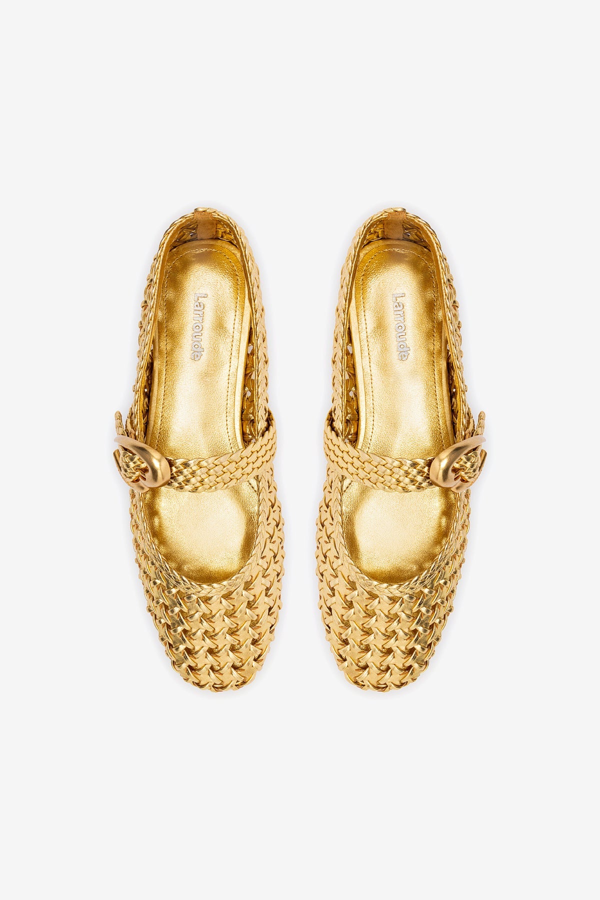 Larroude Verona New Macrame In Gold Metallic Leather