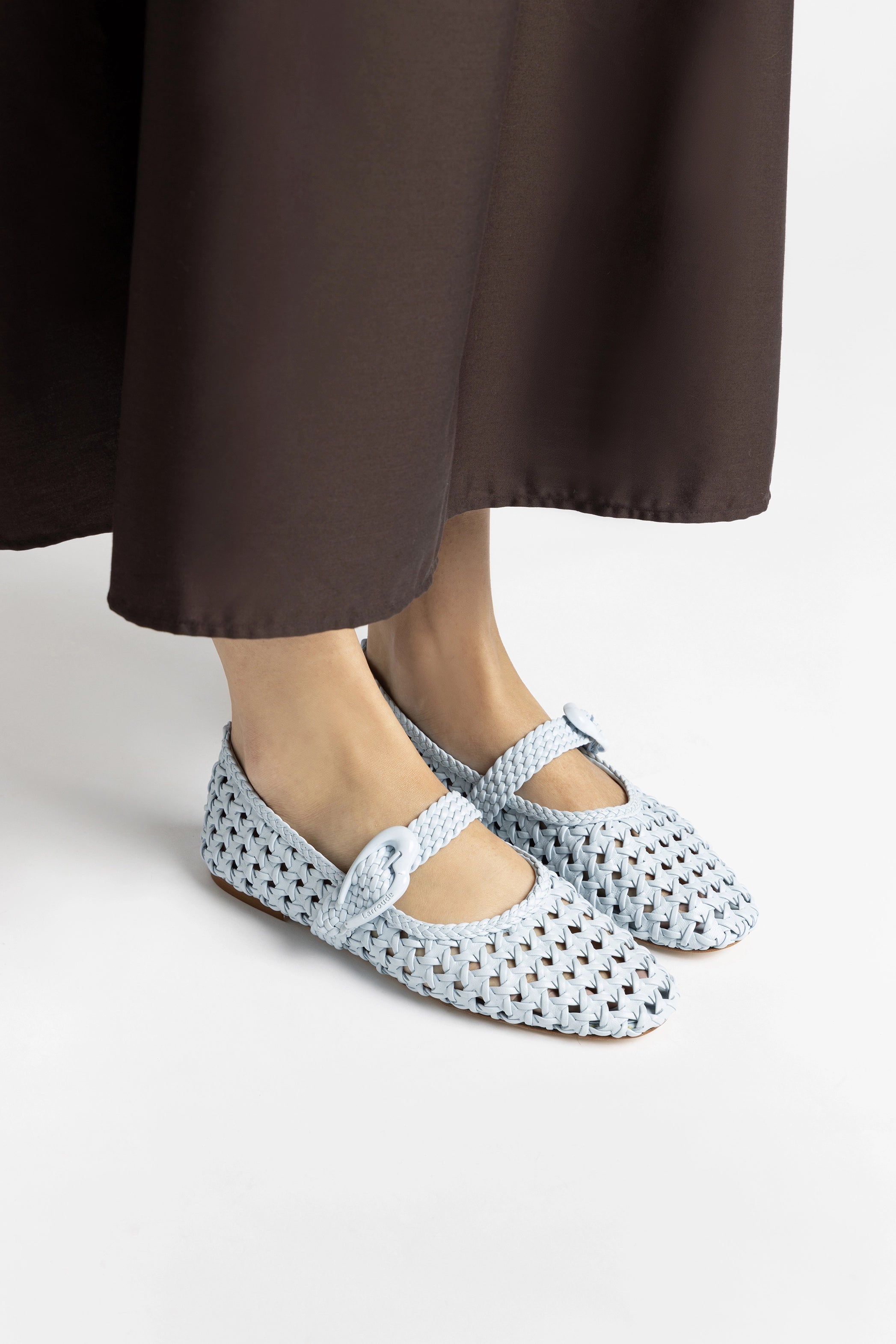 Larroude Verona Macrame Ballet Flat In Maya Leather