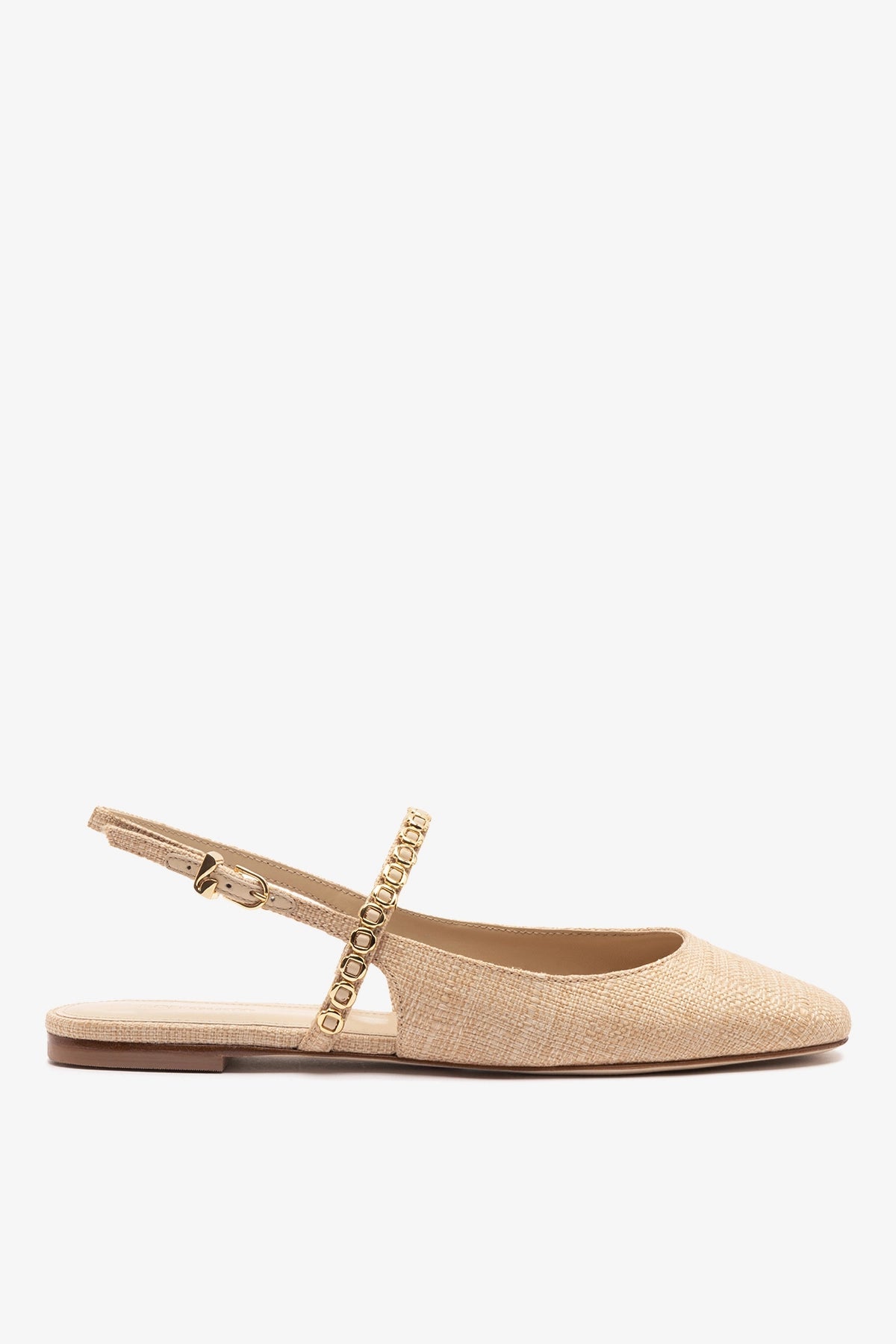 Larroude Georgina Milanina Ballet Flat In Beige Raffia