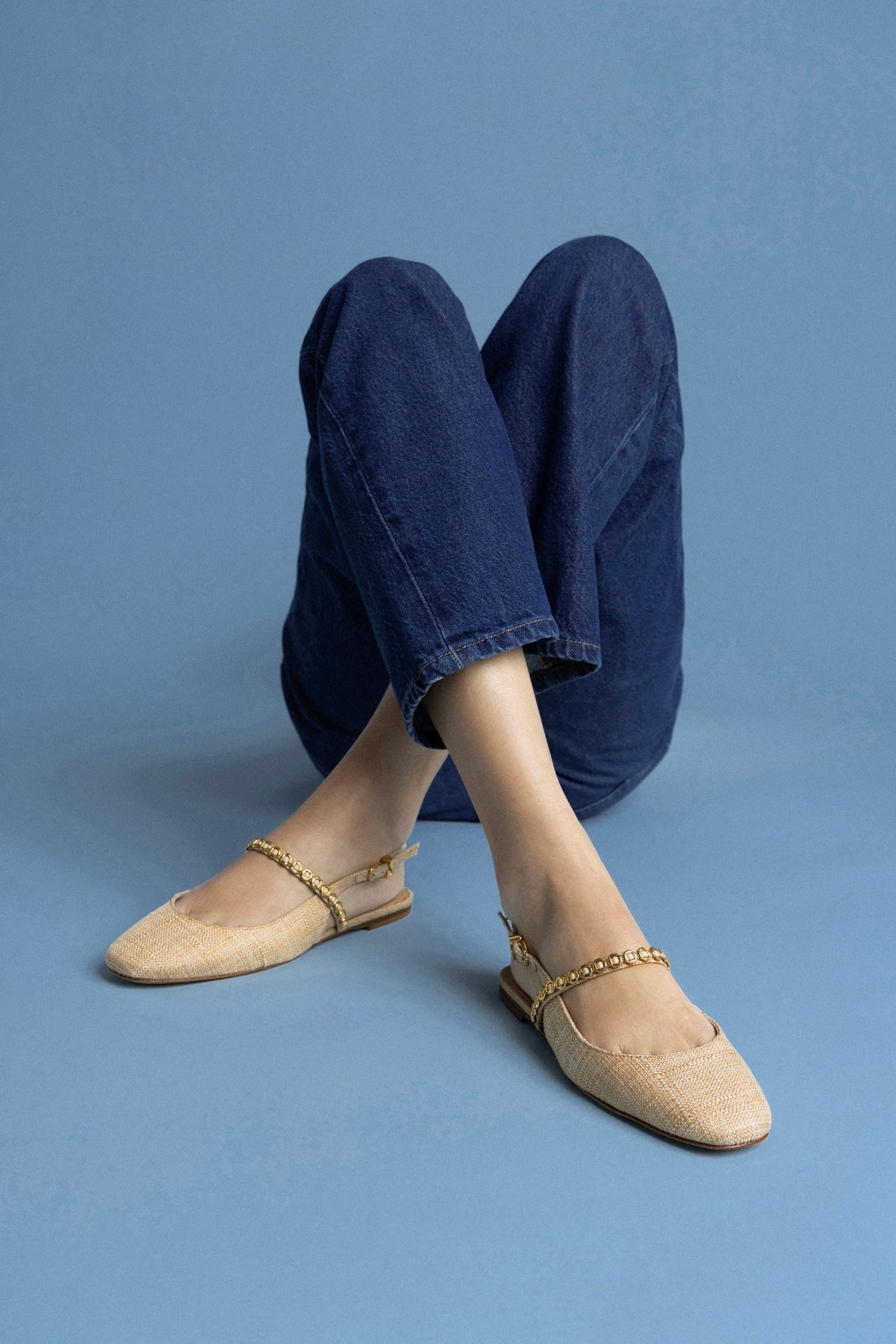 Larroude Georgina Milanina Ballet Flat In Beige Raffia