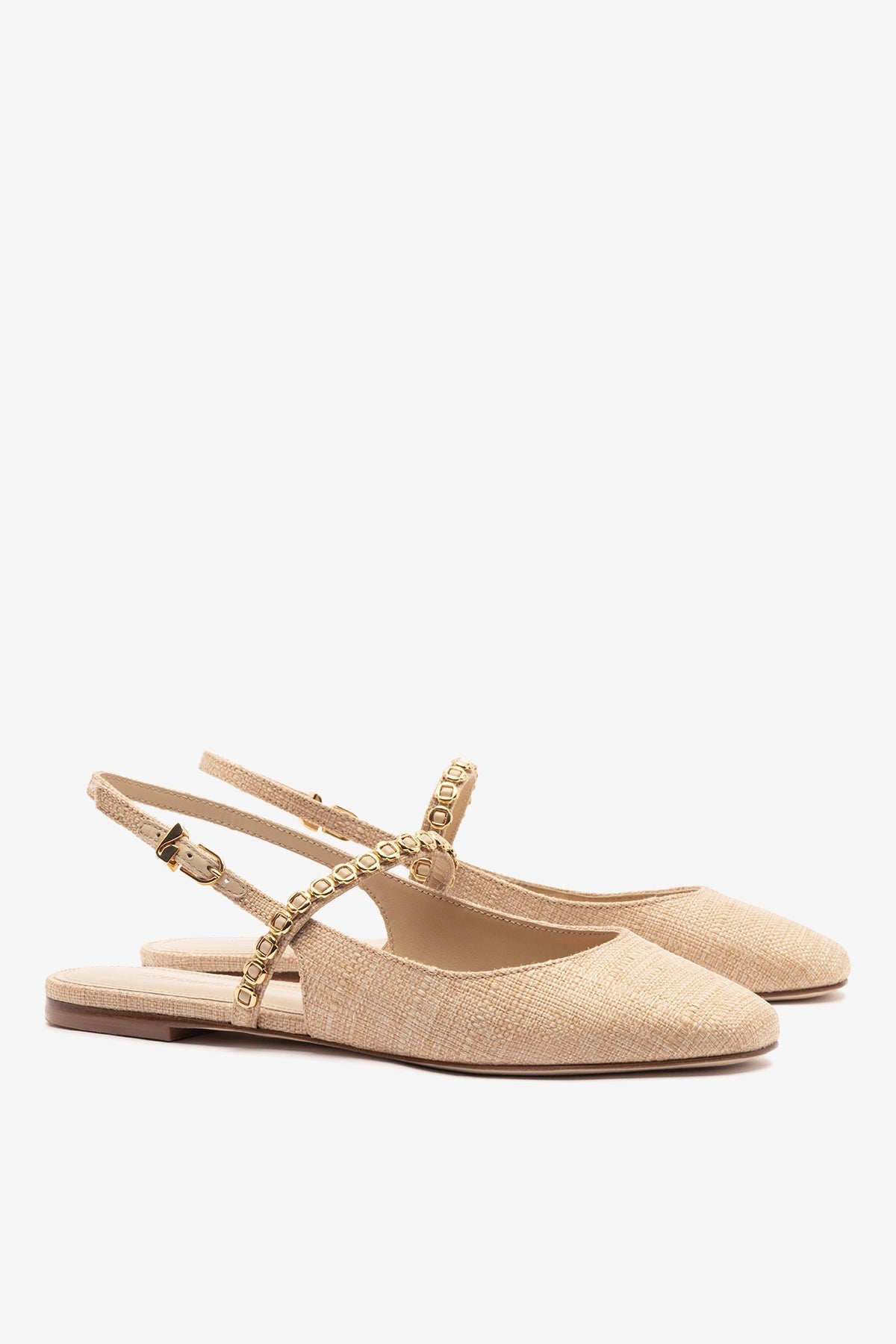Larroude Georgina Milanina Ballet Flat In Beige Raffia