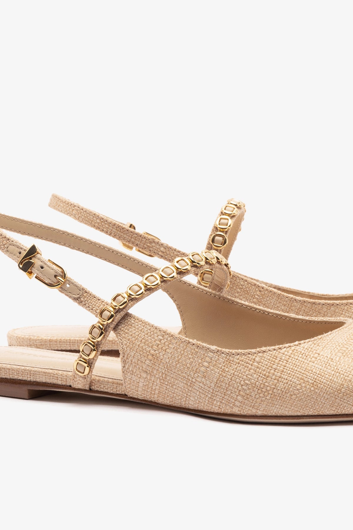 Larroude Georgina Milanina Ballet Flat In Beige Raffia
