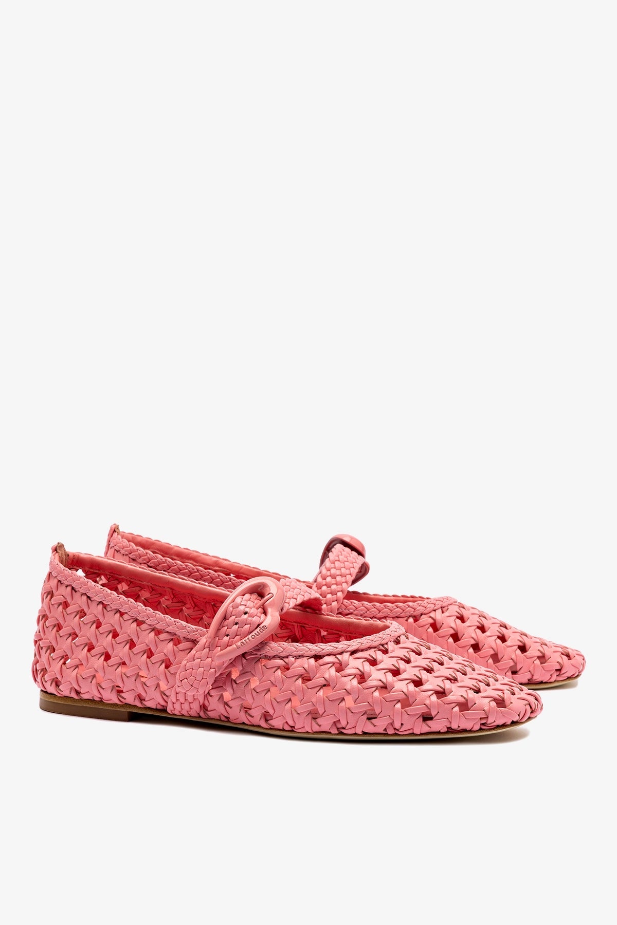 Larroude Verona Macrame Ballet Flat In Sorbet Pink Leather