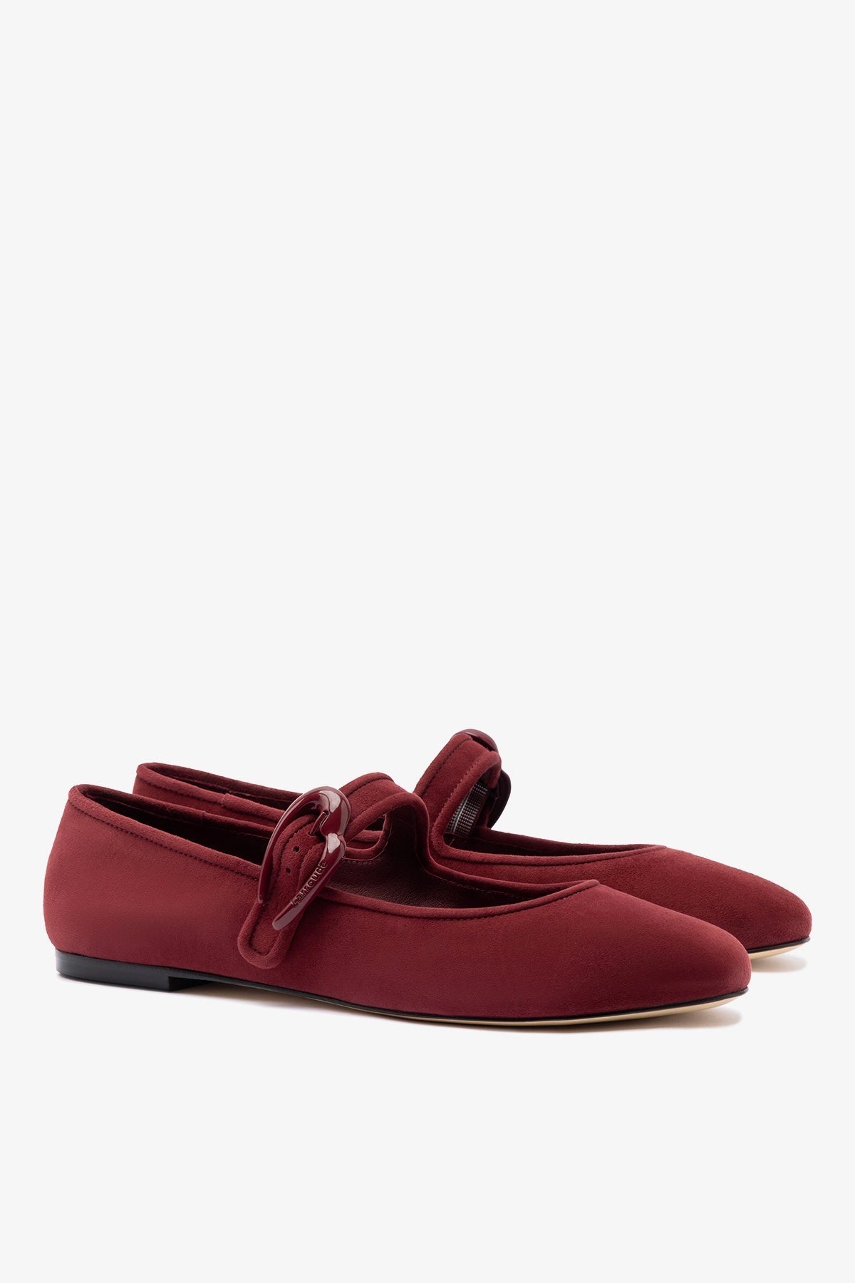 Larroude Verona Ballet Flat In Burgundy Suede