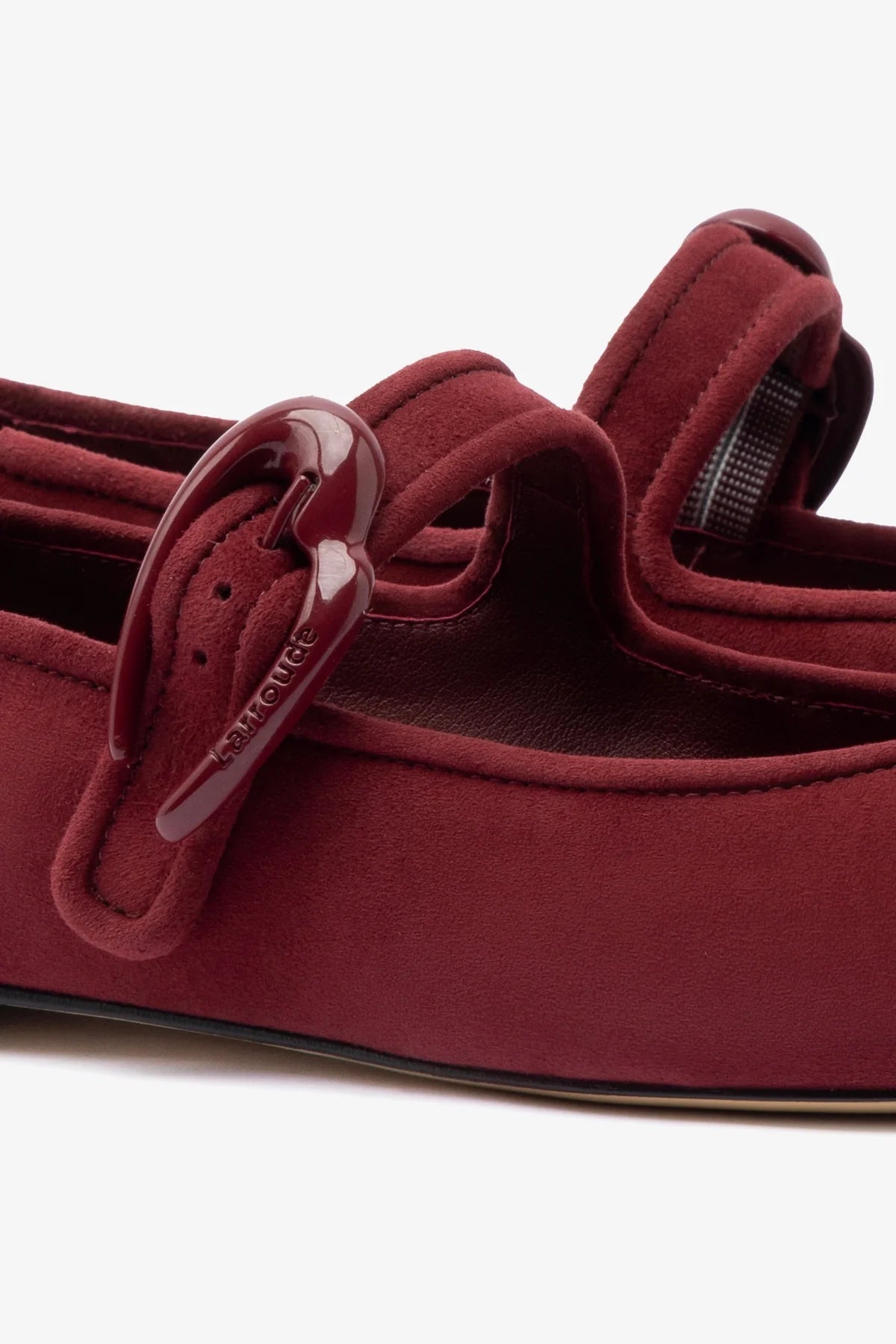 Larroude Verona Ballet Flat In Burgundy Suede