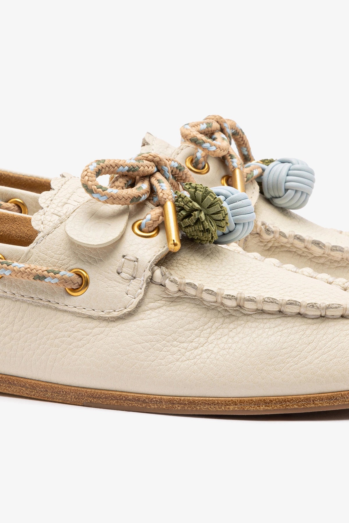 Larroude Cyprus Boat Shoe In Ivory Leather