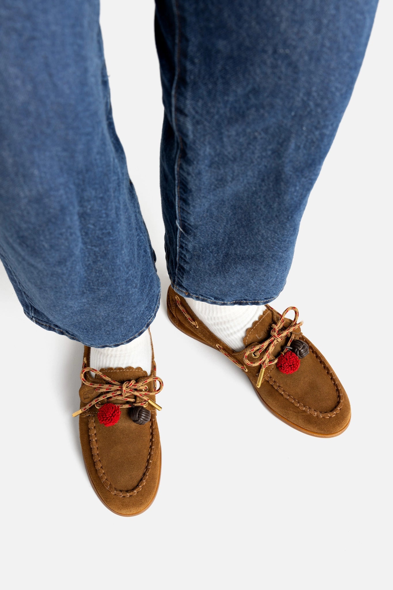Larroude Cyprus Boat Shoe In Russet Suede