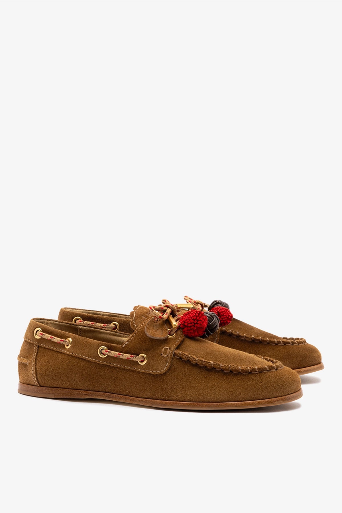 Larroude Cyprus Boat Shoe In Russet Suede