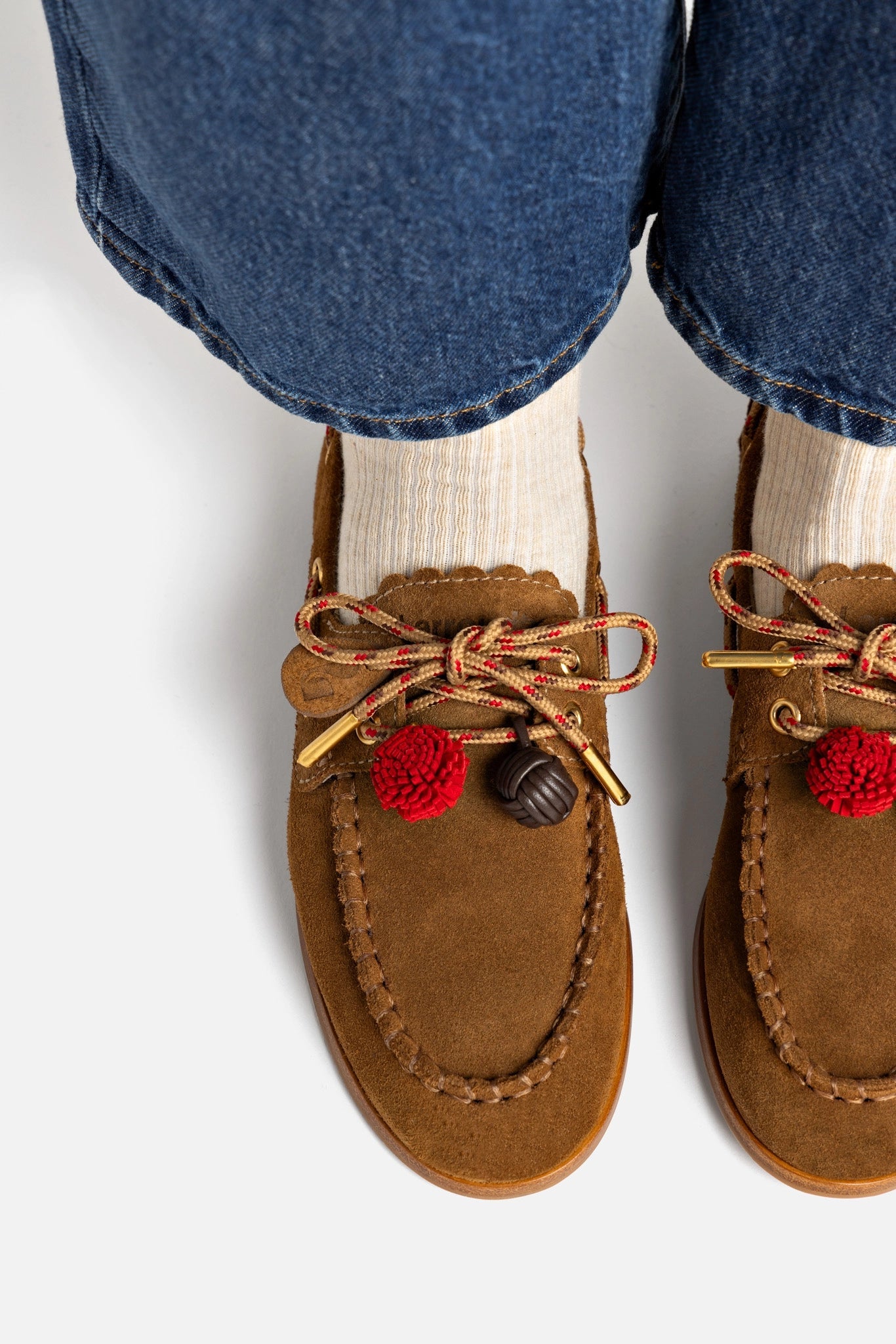 Larroude Cyprus Boat Shoe In Russet Suede