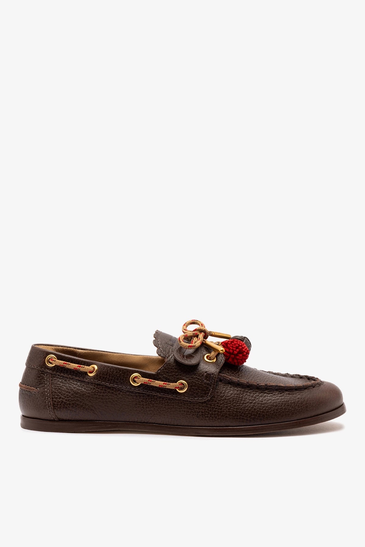 Larroude Cyprus Boat Shoe In Brown Leather