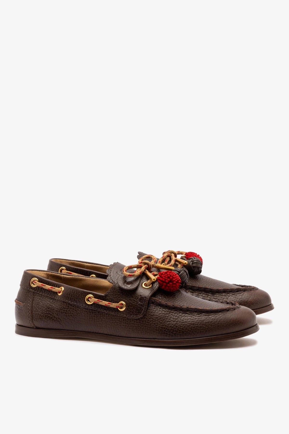 Larroude Cyprus Boat Shoe In Brown Leather