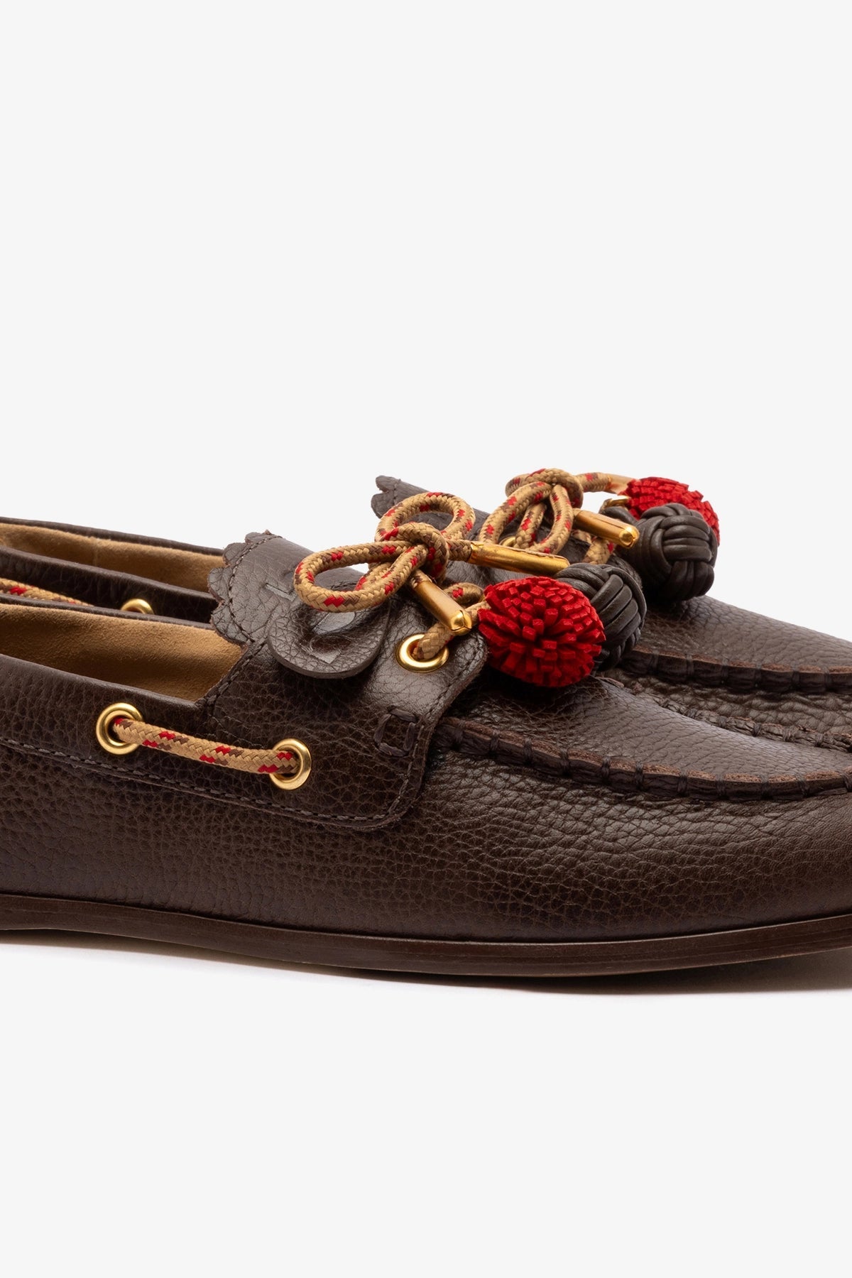 Larroude Cyprus Boat Shoe In Brown Leather