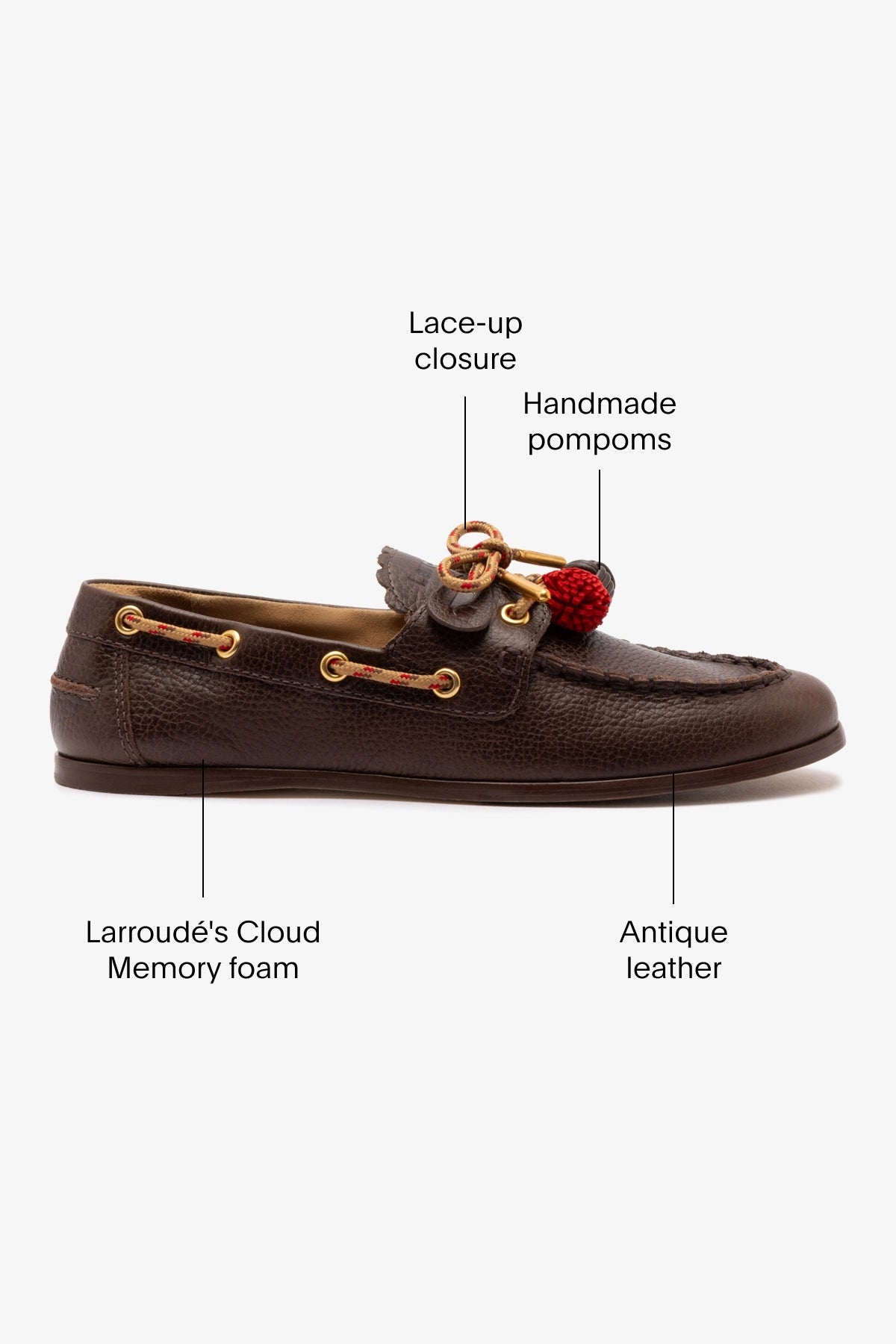 Larroude Cyprus Boat Shoe In Brown Leather