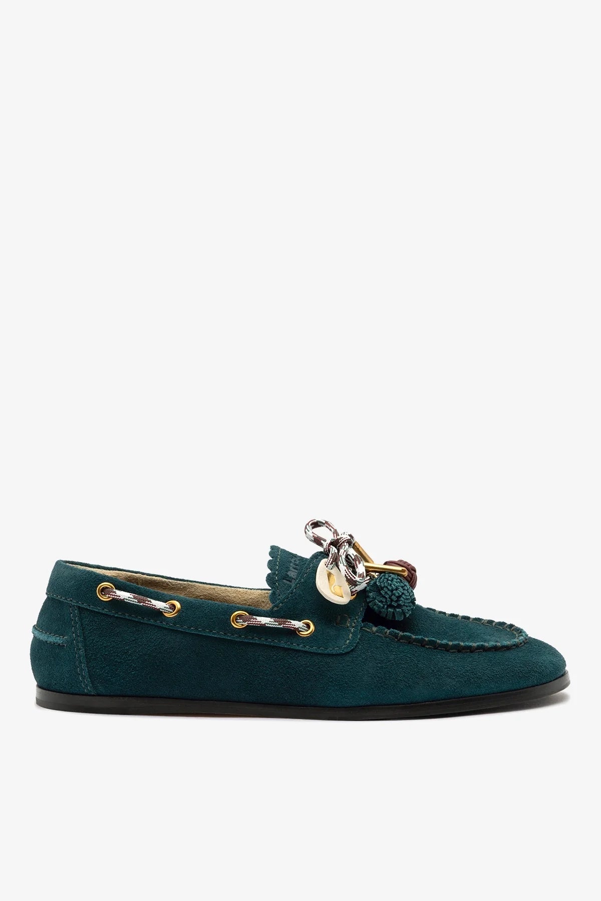 Larroude Cyprus Boat Shoe Deepsea Suede