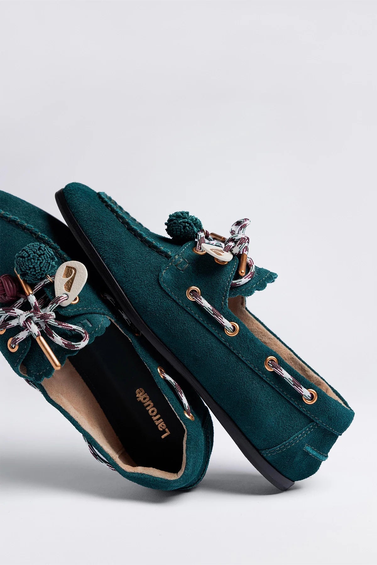 Larroude Cyprus Boat Shoe Deepsea Suede