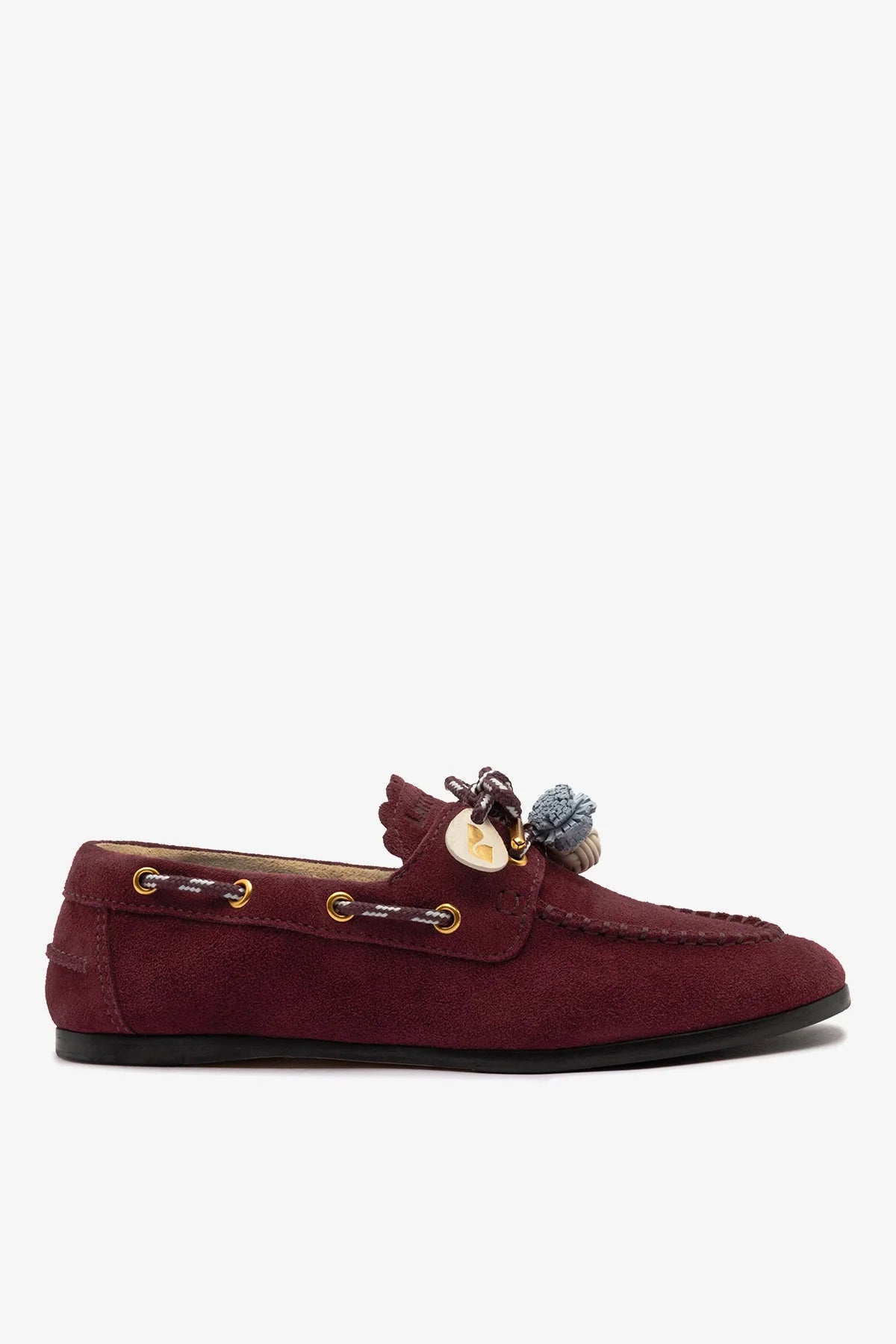 Larroude Cyprus Boat Shoe Burgundy Suede