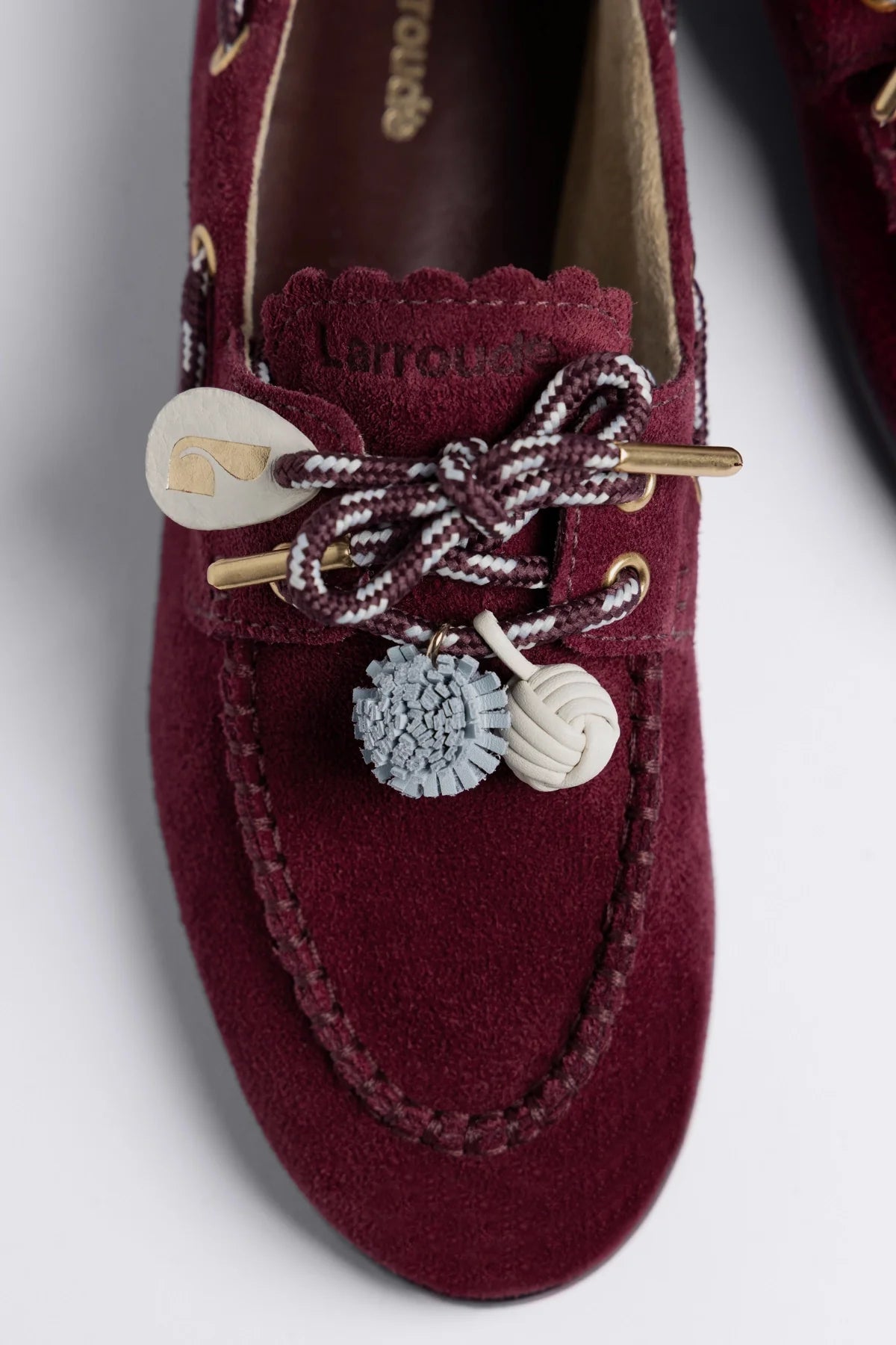 Larroude Cyprus Boat Shoe Burgundy Suede