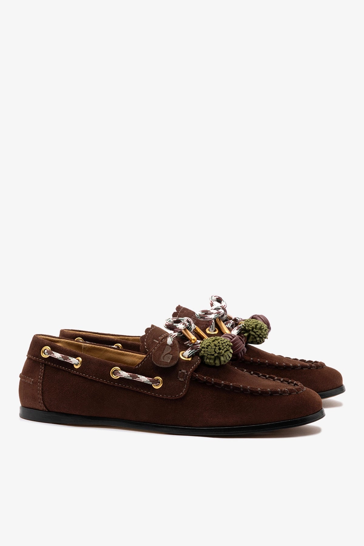 Larroude Cyprus Boat Shoe In Brown Suede
