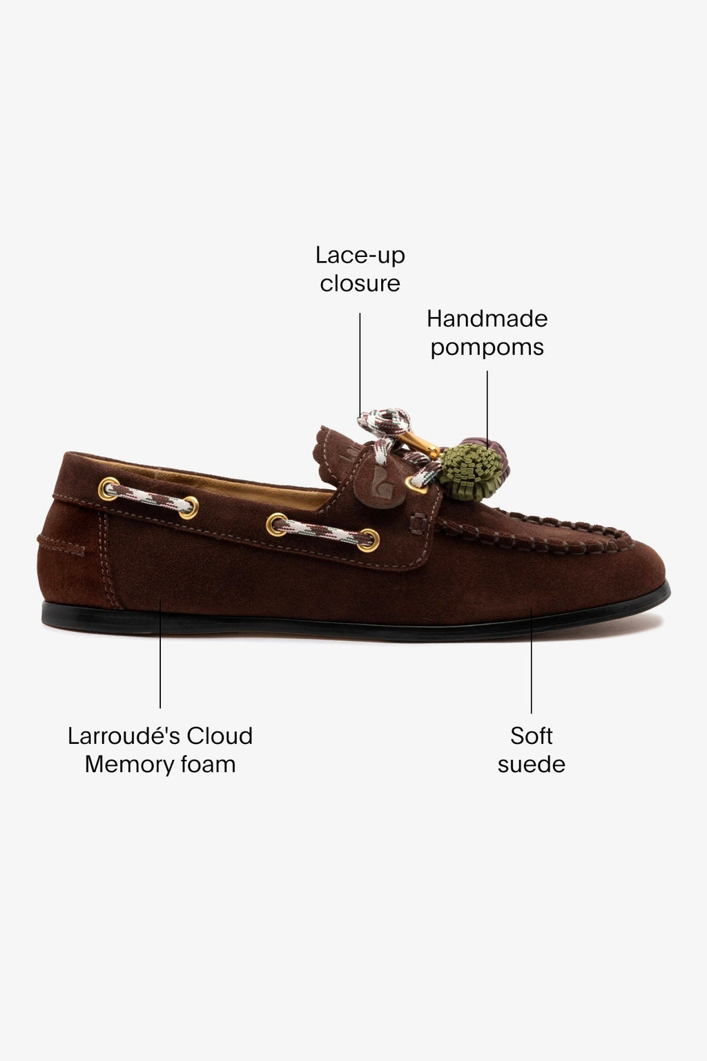 Larroude Cyprus Boat Shoe In Brown Suede