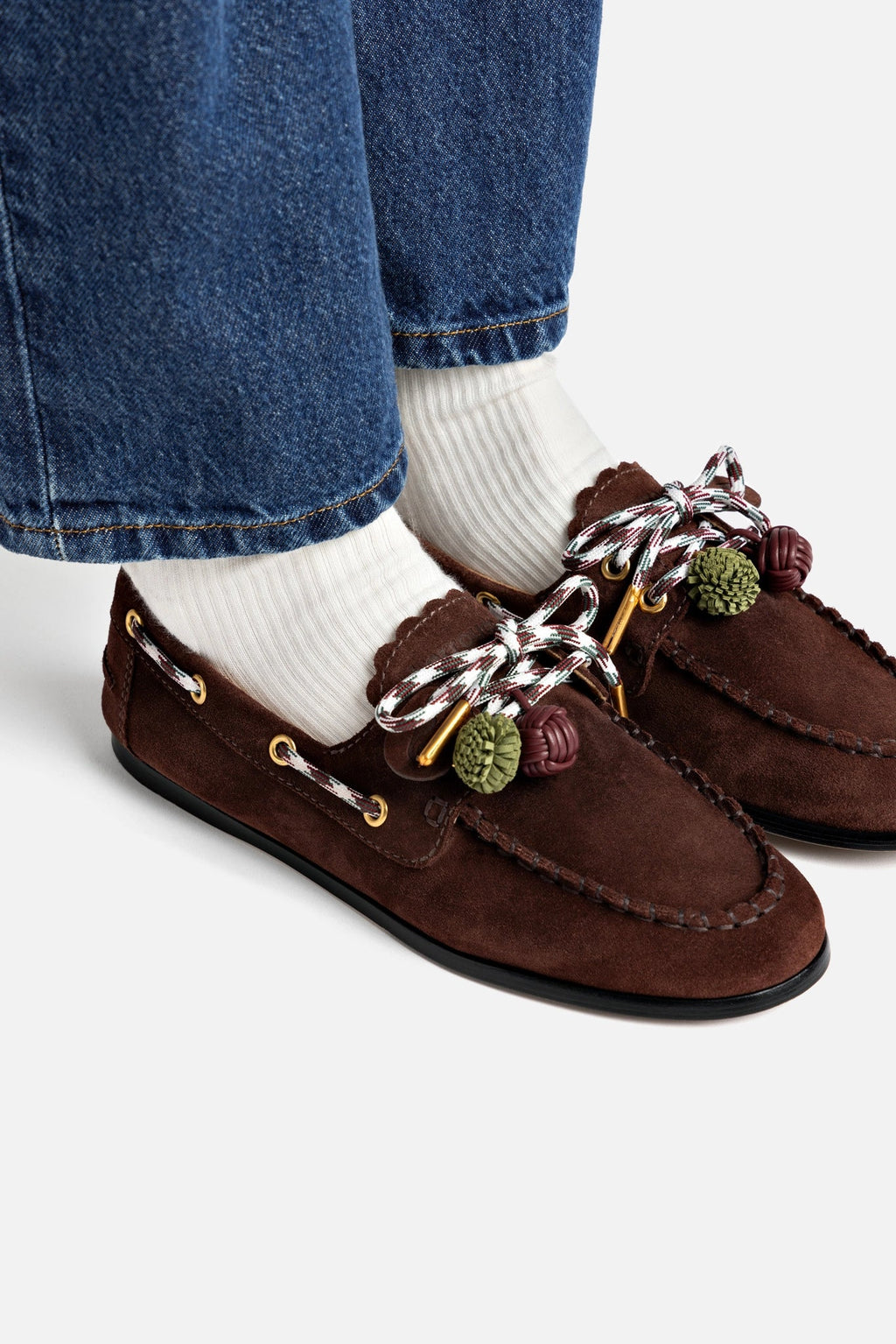 Larroude Cyprus Boat Shoe In Brown Suede