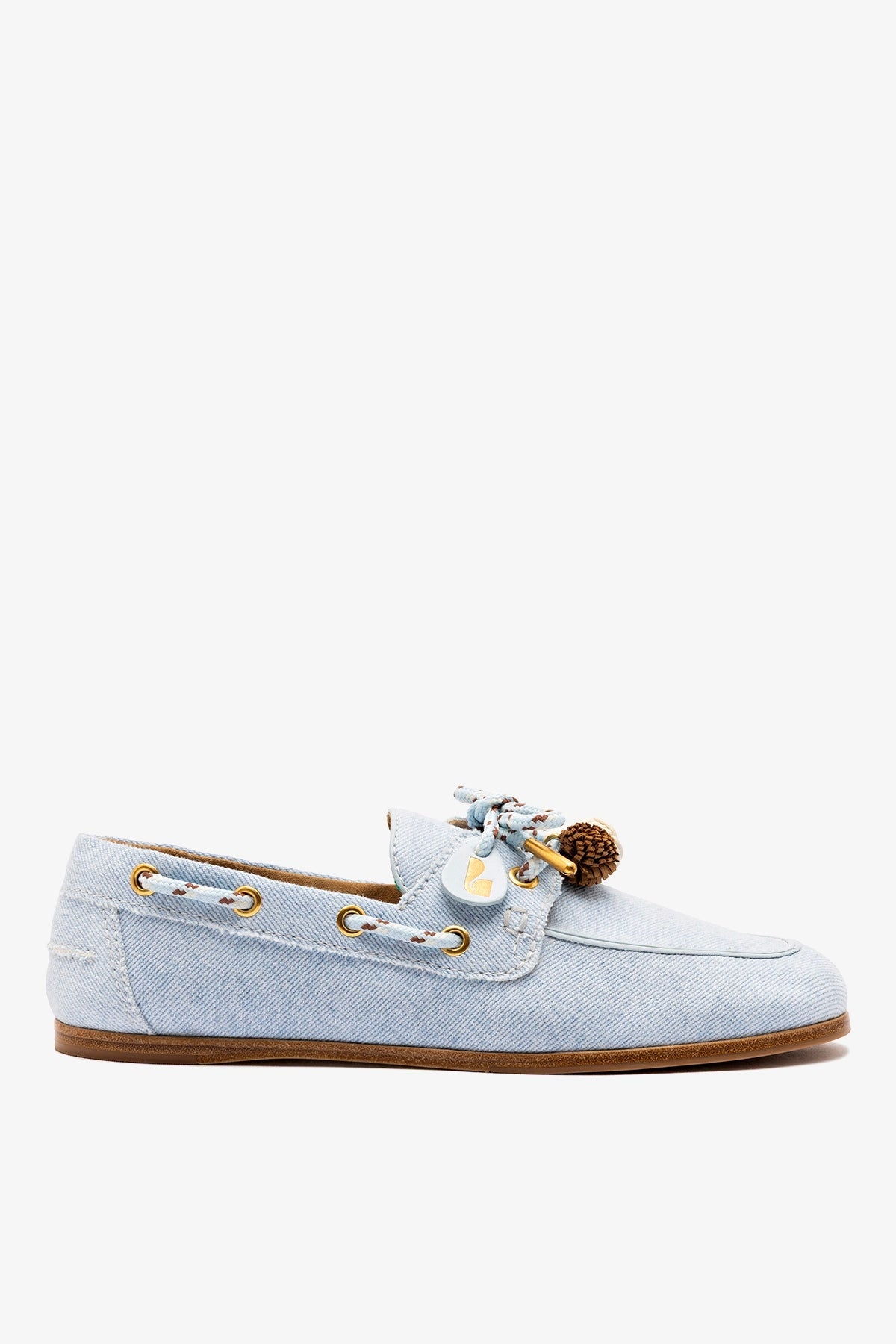 Larroude Cyprus Boat Shoe In Maya Denim