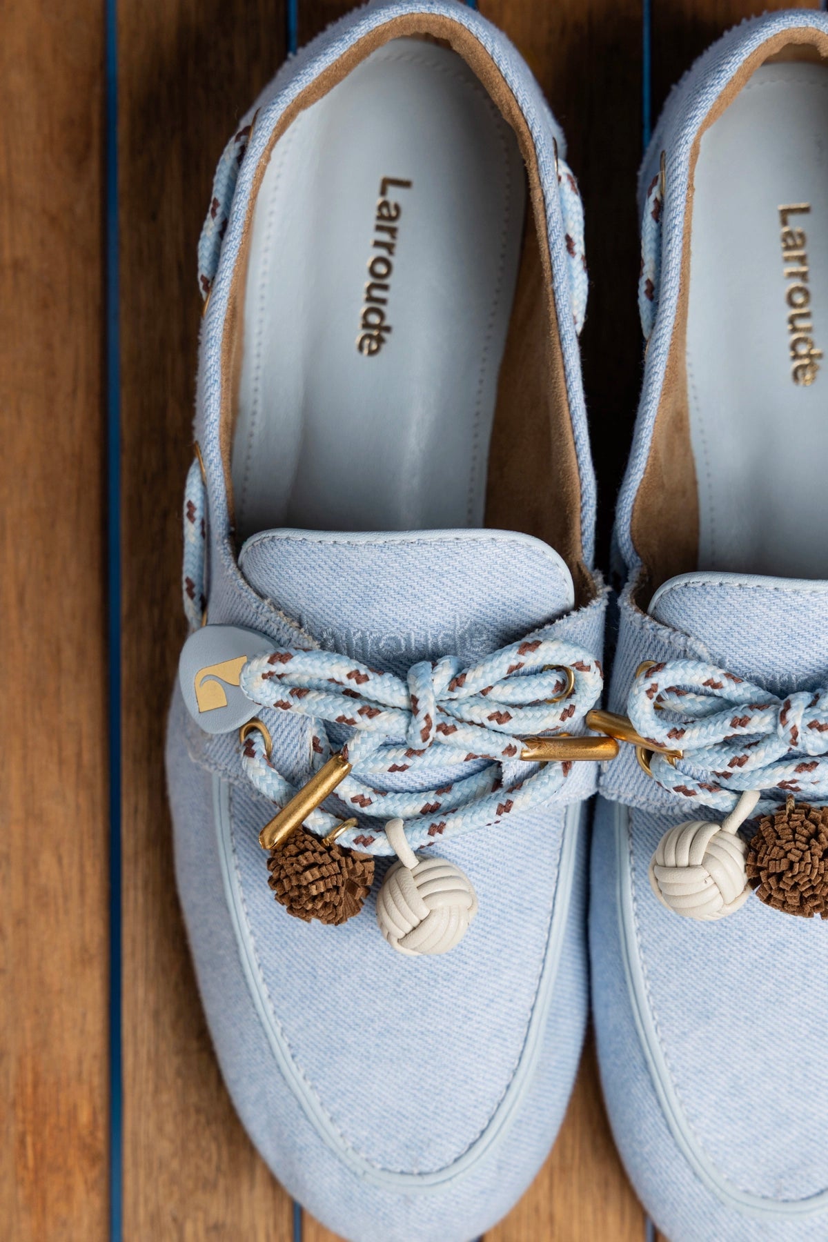 Larroude Cyprus Boat Shoe In Maya Denim